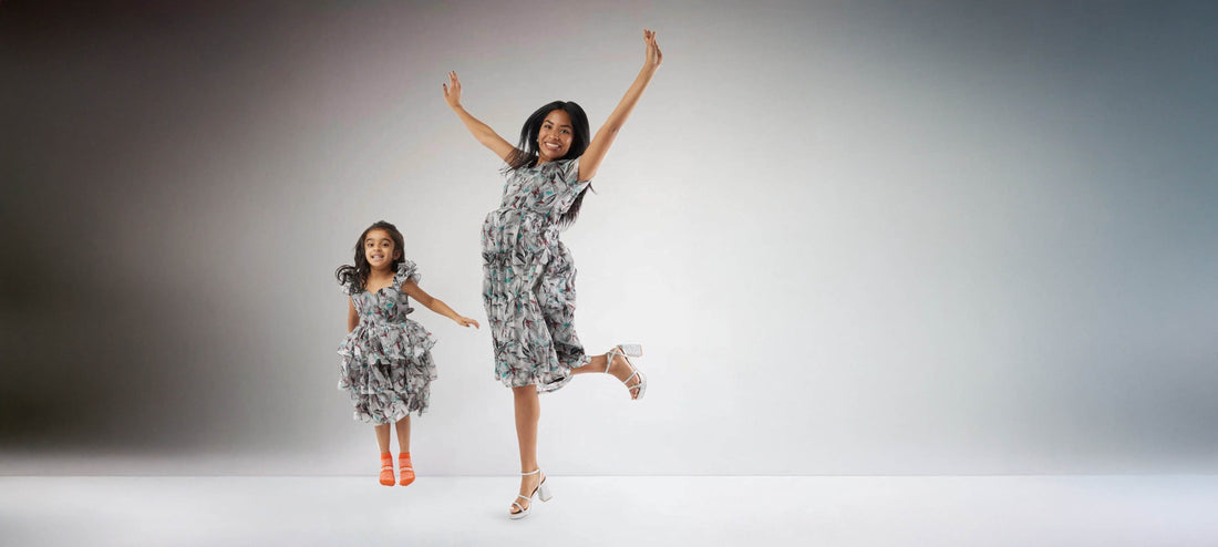 indo western dress|White and Blue Kalankari Print | Mother Daughter Dress Matching
