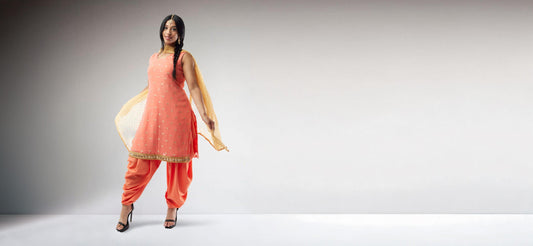 Orange Banarasi Georgette Patiala Salwar |  shalwar kameez for women | Indian Clothes USA Online | Salwar kameez