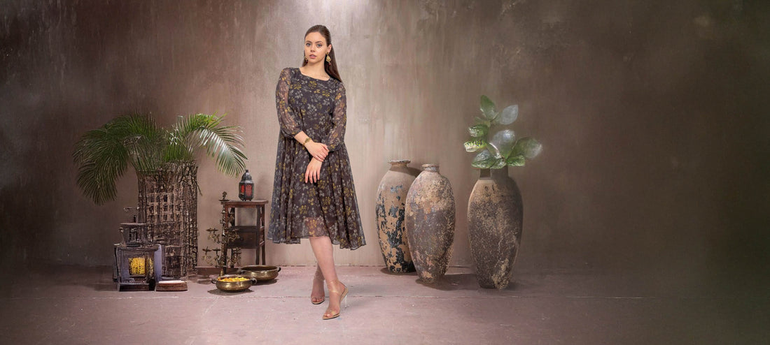 Long Sleeves Dress |Black Long Sleeves Dress - Elegant Fusion Style | indian party dress for women | indian wear usa | Indo Western Outfits | indian dresses for women pa