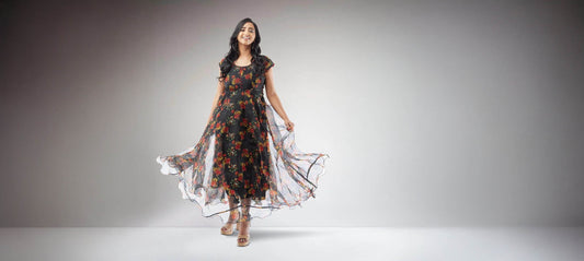 anarkali suit|Black Organza Printed Anarkali Suit | Indian Attire For Women | Anarkali Dress | Indian Anarkalis | Indian Ethnic Wear
