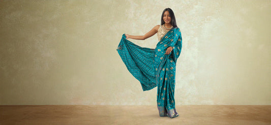 Green Pathani Print Crepe Saree | sarees dress | Paithani Sarees | Sarees Online USA | Sarees From India | Indian Ethnic Wear
