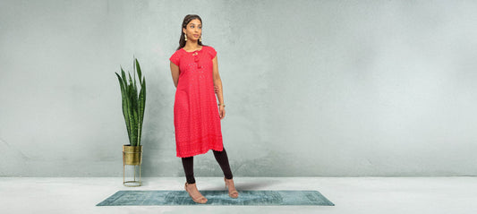 Chikankari|Red Printed Kurta | Indian Kurtis for Women | Indian Ethnic Wear | Kalankari Silk | Indian Dresses From India | Indian Kurtas for Women | Tunics From