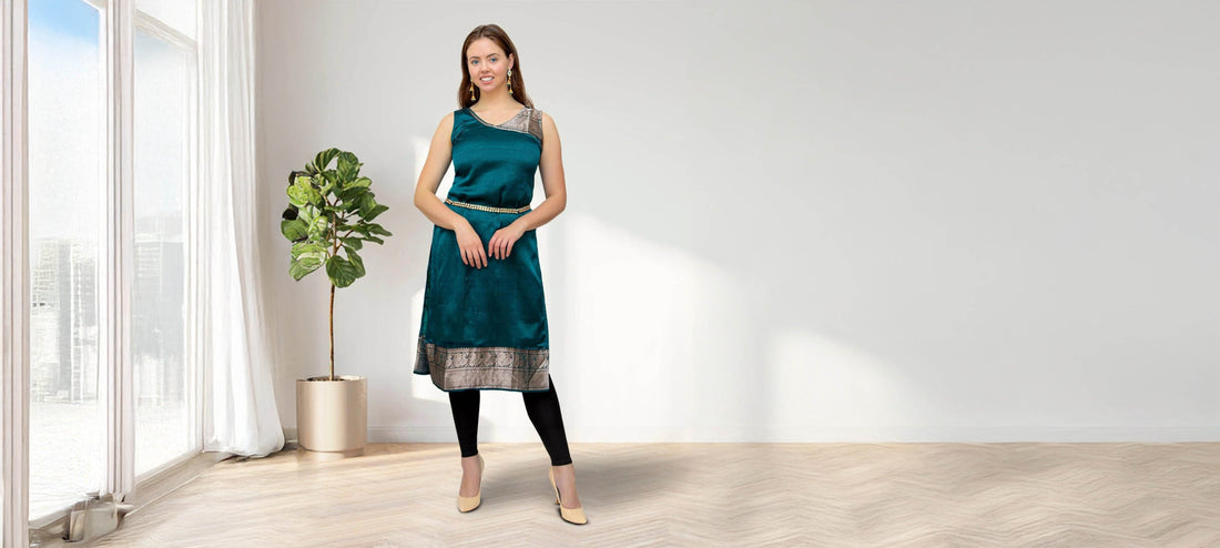 kurti|Dark Green Silk Kurta | Indian Kurtis for Women | Indian Ethnic Wear | Mangalagiri silk | Indian Kurtas for Women | Indian Attire For Women | indian c