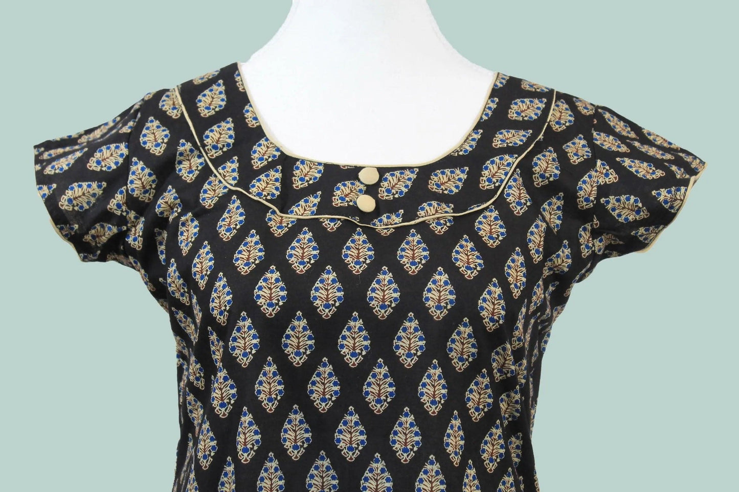Black Printed Kurta | Indian Kurtis for Women | cotton | Muvvas Boutique