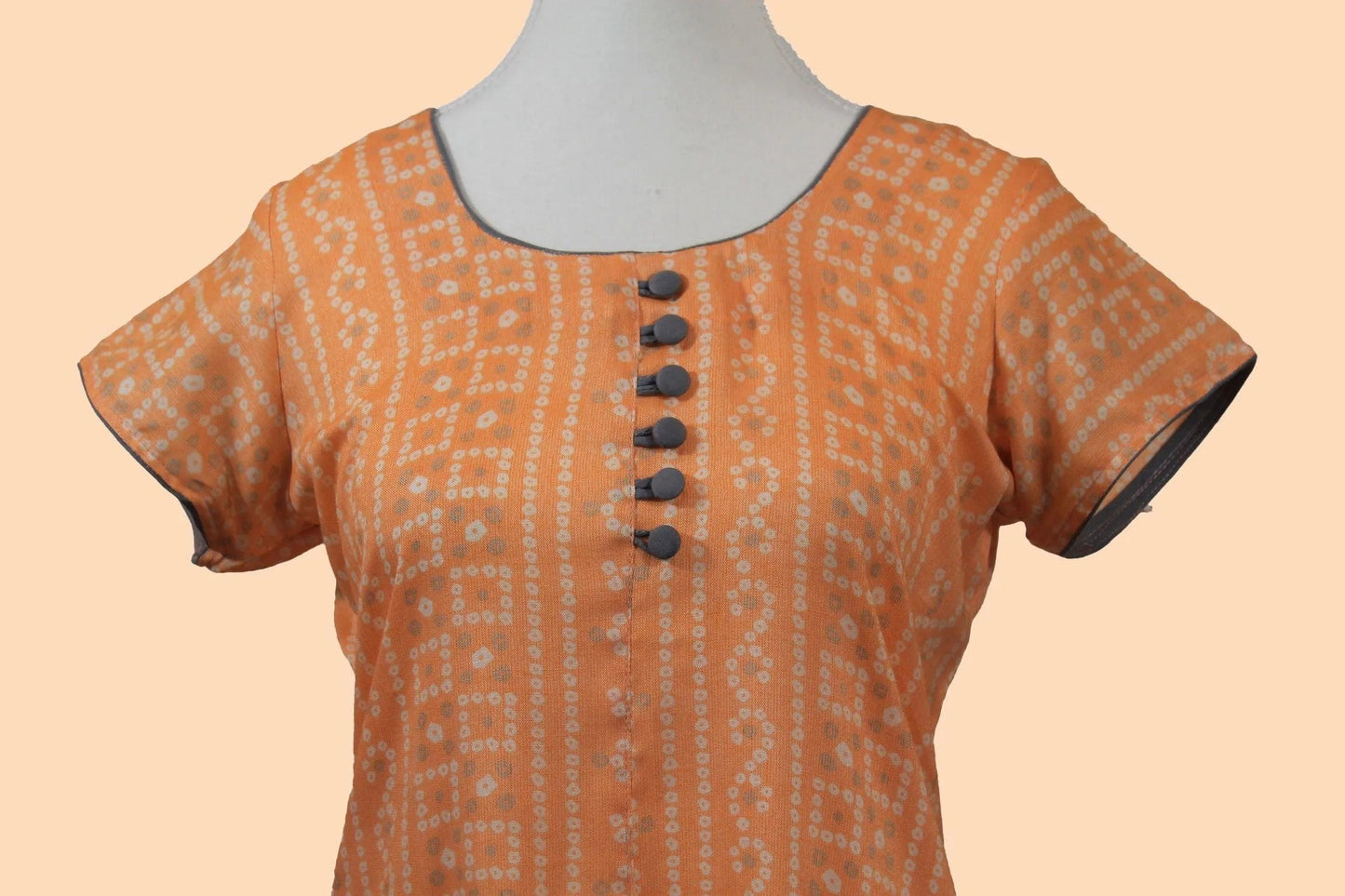 Orange Printed Kurta - Casual Rayon Wear | Muvvas Boutique