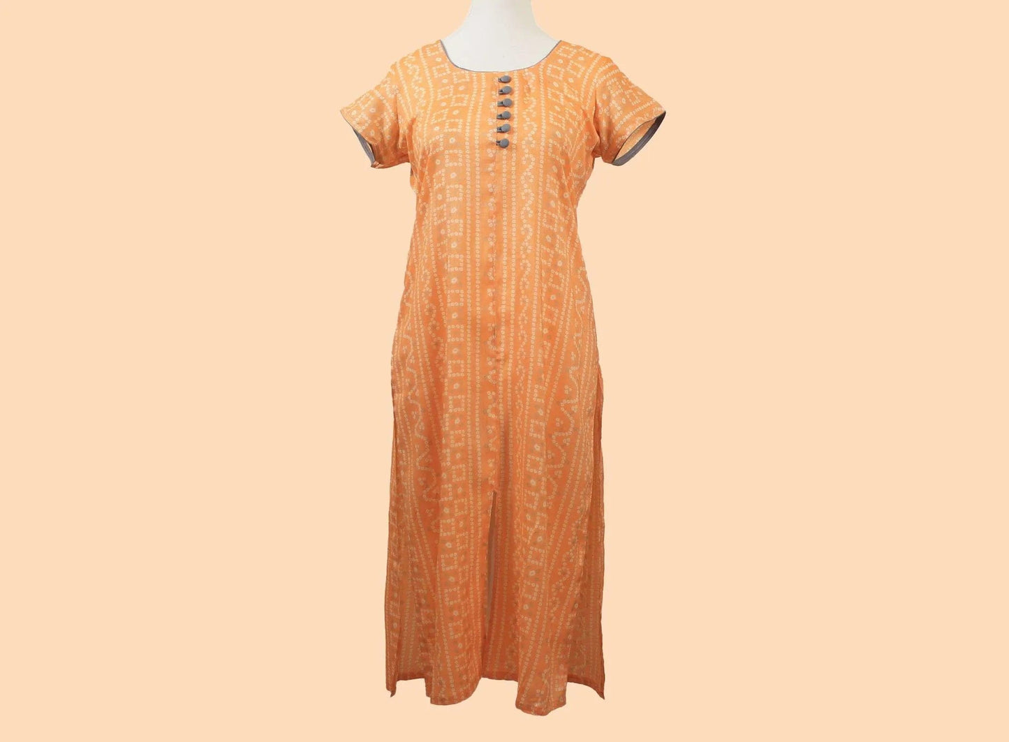 Orange Printed Kurta - Casual Rayon Wear | Muvvas Boutique