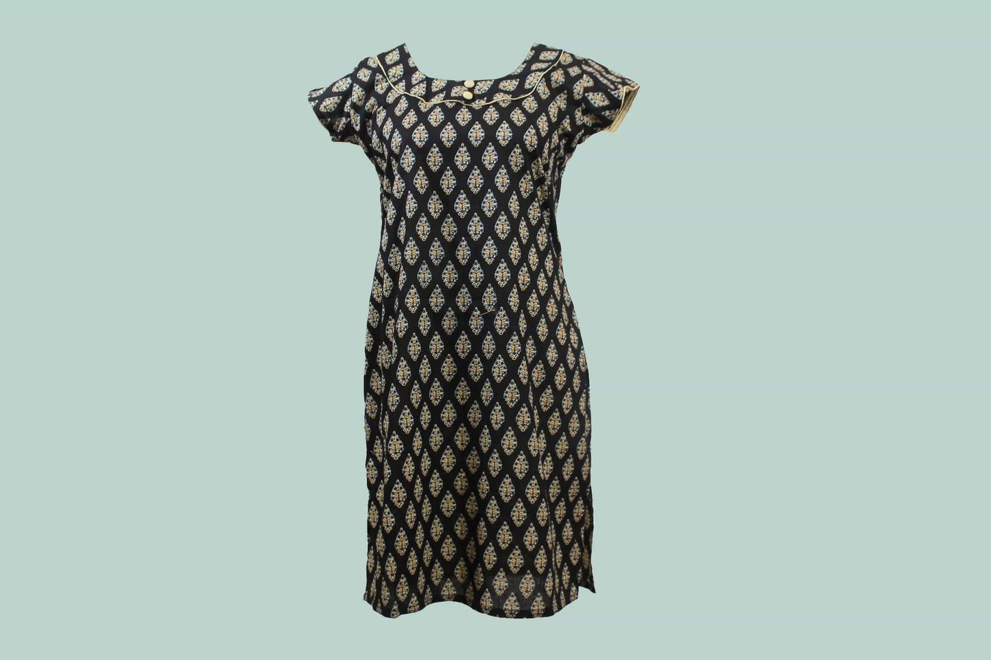 Black Printed Kurta | Indian Kurtis for Women | cotton | Muvvas Boutique