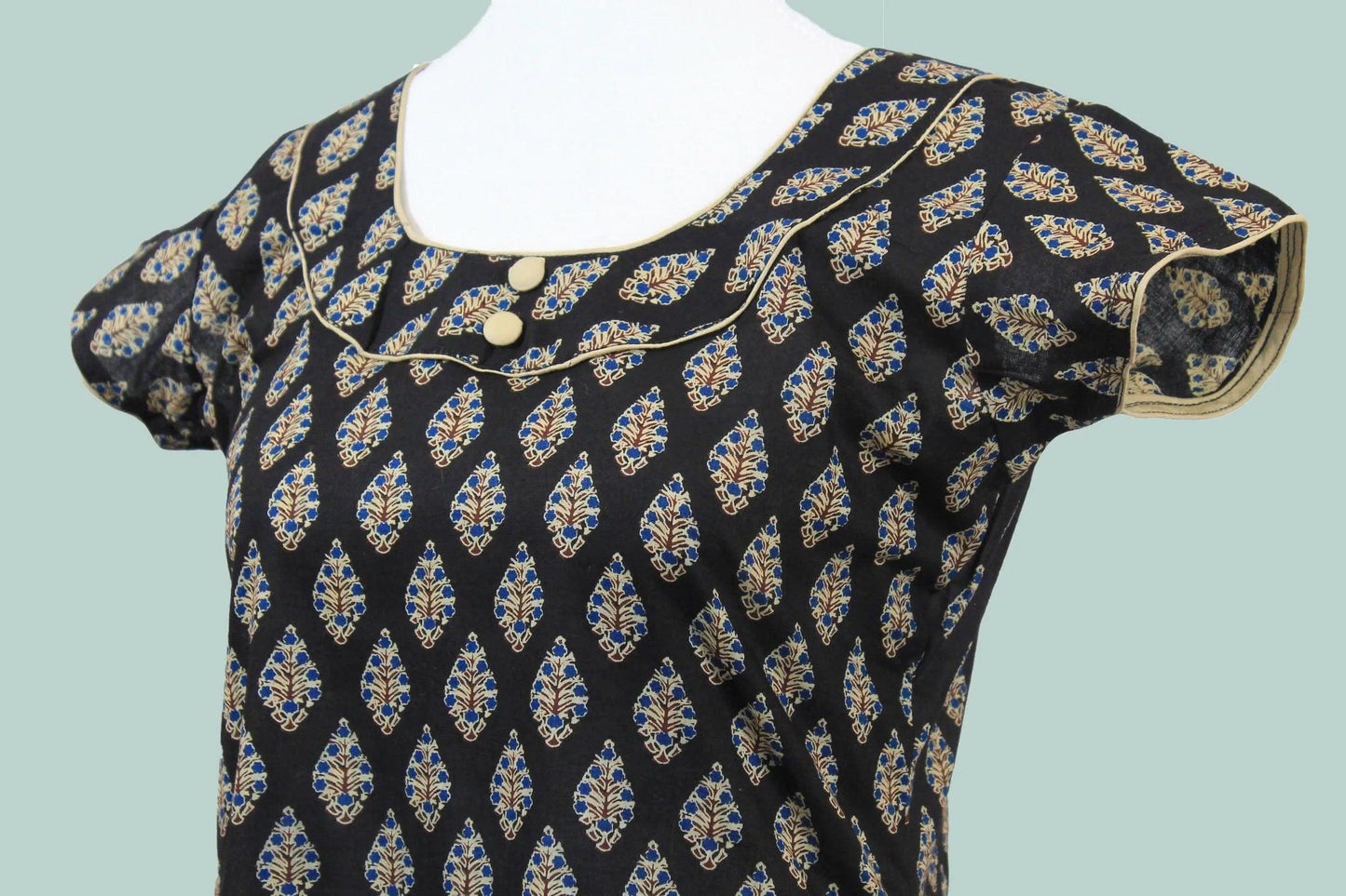 Black Printed Kurta | Indian Kurtis for Women | cotton | Muvvas Boutique