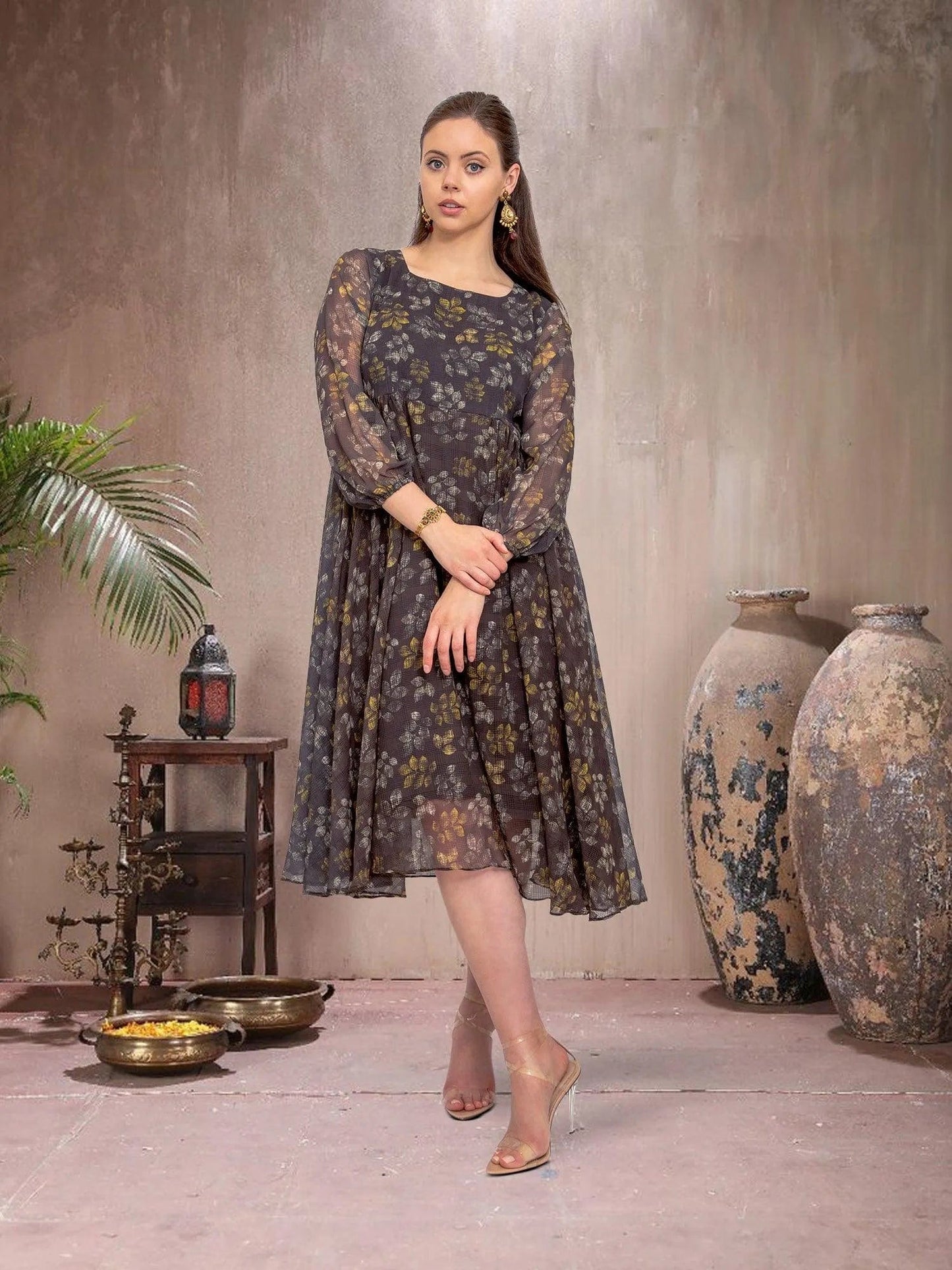 Black Long Sleeves Dress - Elegant Fusion Style | indian party dress for women | indian wear usa | Indo Western Outfits | indian dresses for women party wear | Indian Ethnic Wear | Indian Attire For Women