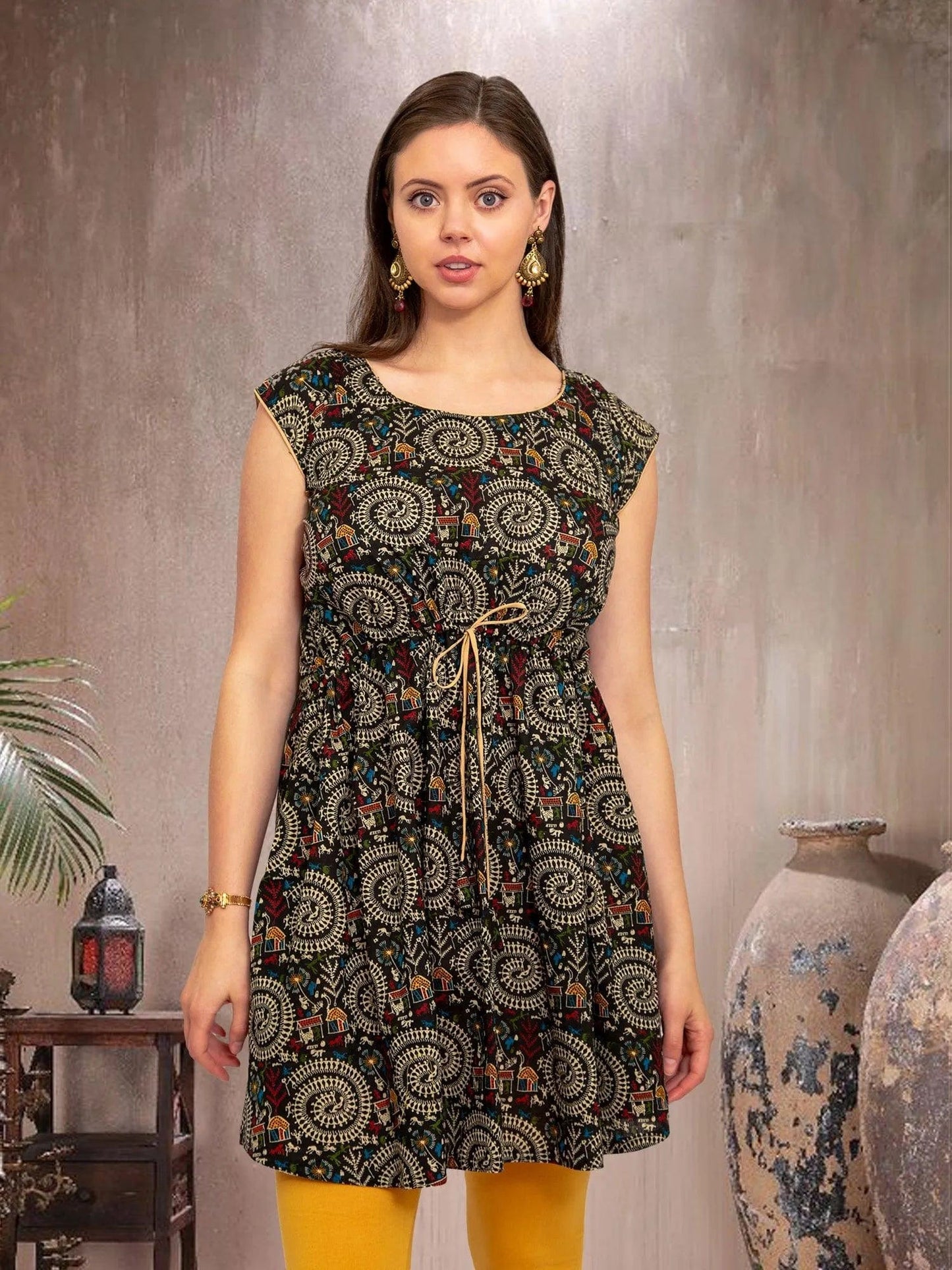 Black Printed Short Top | Short Kurtis For women | Modern Indian Wear | Indian Attire For Women | Women's Tops | Indian Short Tops | Indian Wear for Women | Casual Indian Dress
