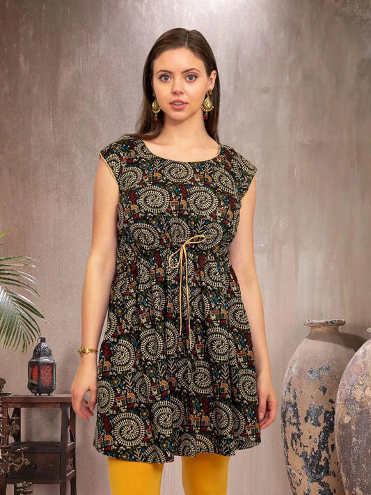 Black Printed Short Top | Short Kurtis For women | Modern Indian Wear | Indian Attire For Women | Women's Tops | Indian Short Tops | Indian Wear for Women | Casual Indian Dress