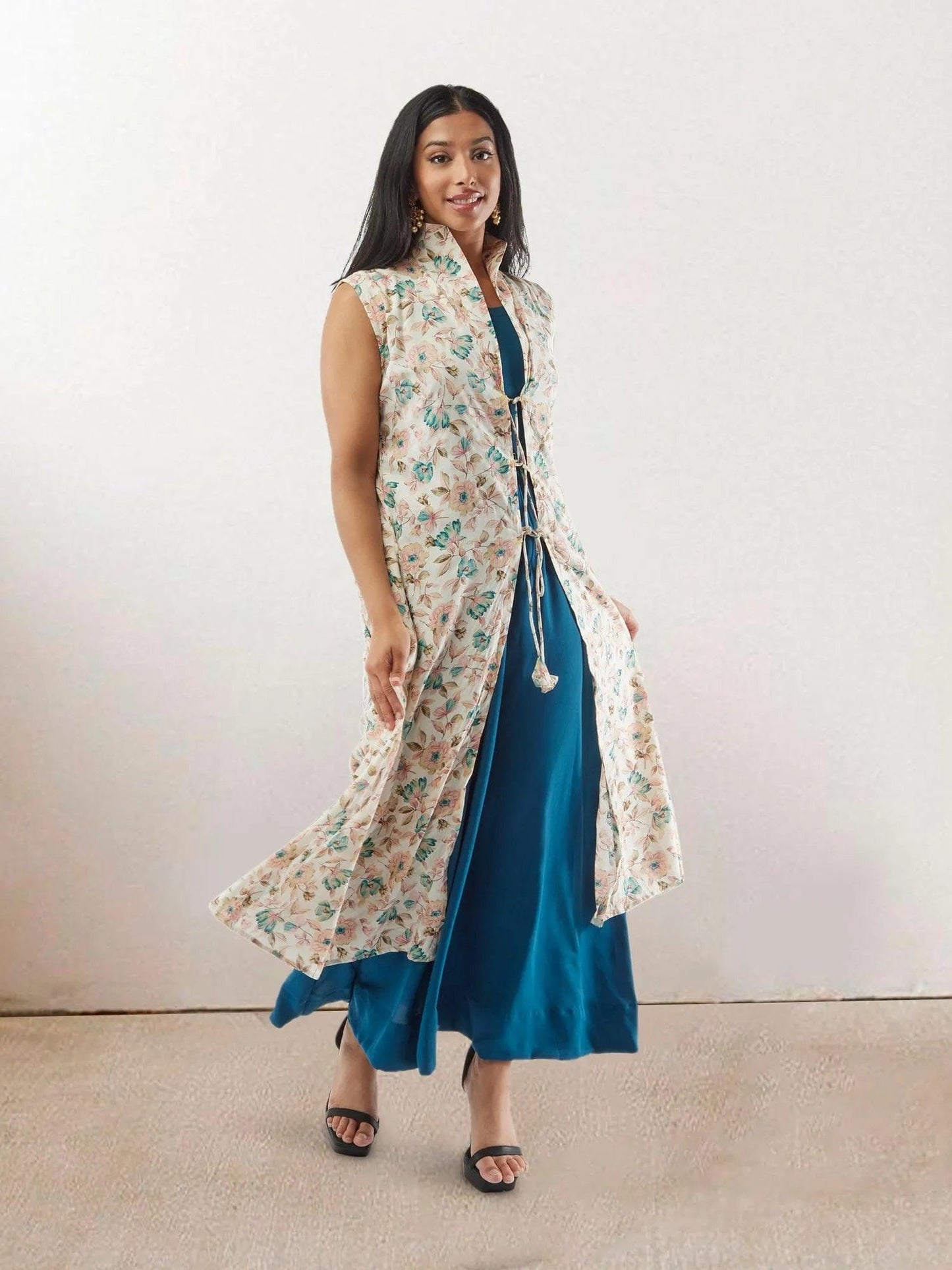 Blue and White Two Piece Rayon Layered Dress | Indo Western Dress | Modern Indian Wear | indian outfits usa | Indo Western Outfits | indian clothing online usa