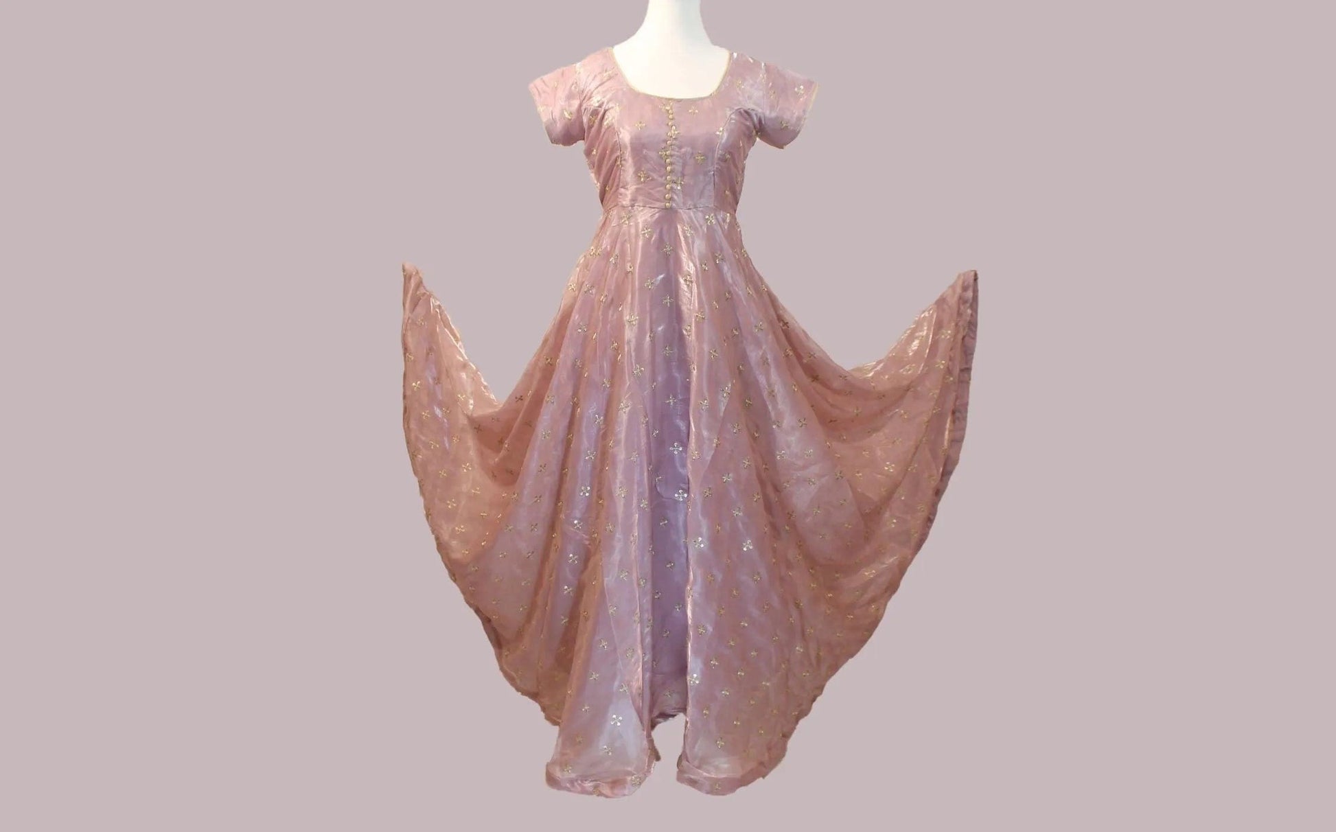 Lavender Anarkali Organza Dress with Gold Work  | Indian Ethnic Wear | Anarkali Suit | Anarkali Dress | Indian Anarkalis