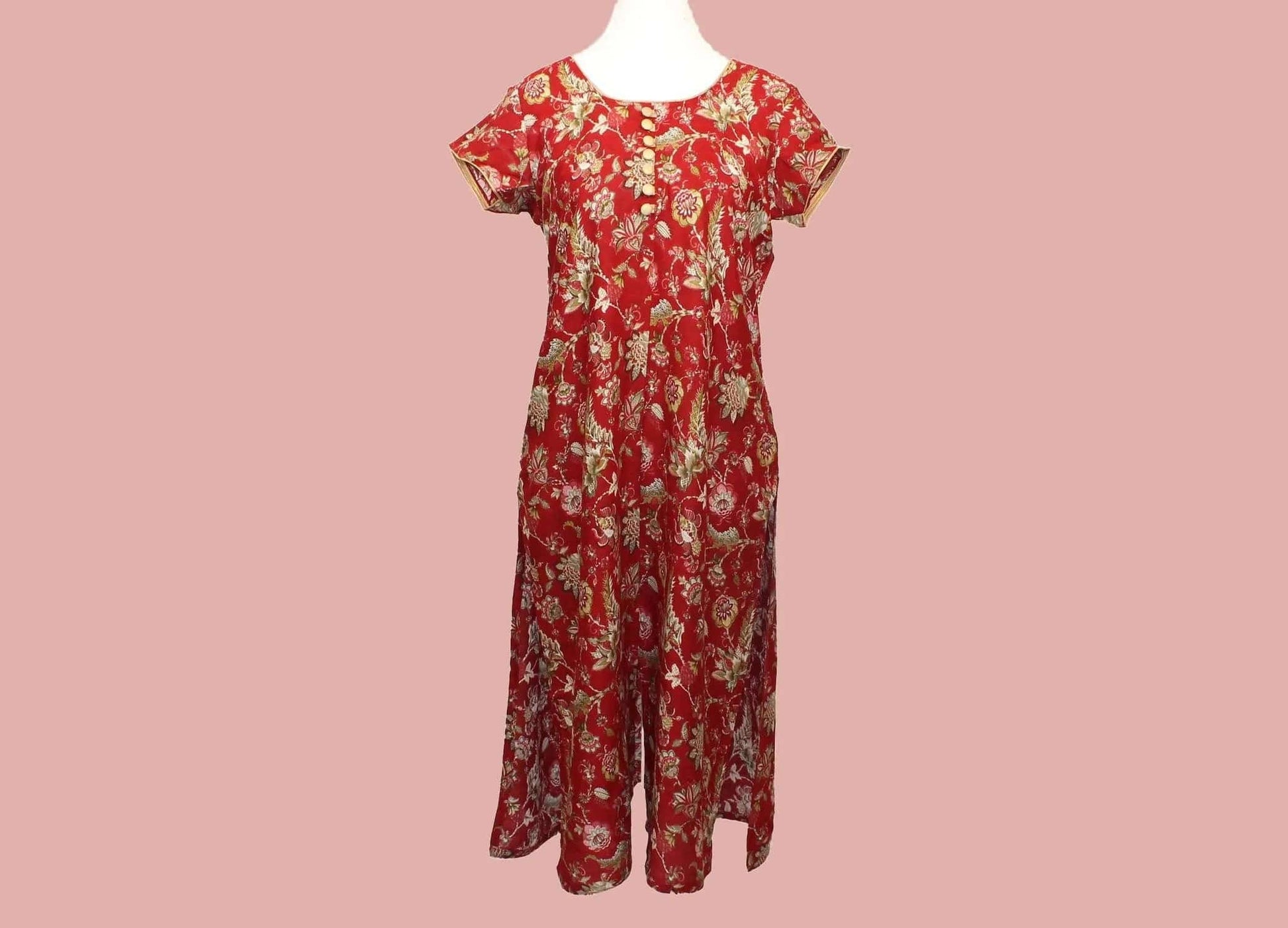 Red Flower Print Kurta | Indian Kurtis for Women | Indian Ethnic Wear | Rayon | Indian Kurtas for Women | Indian Attire For Women