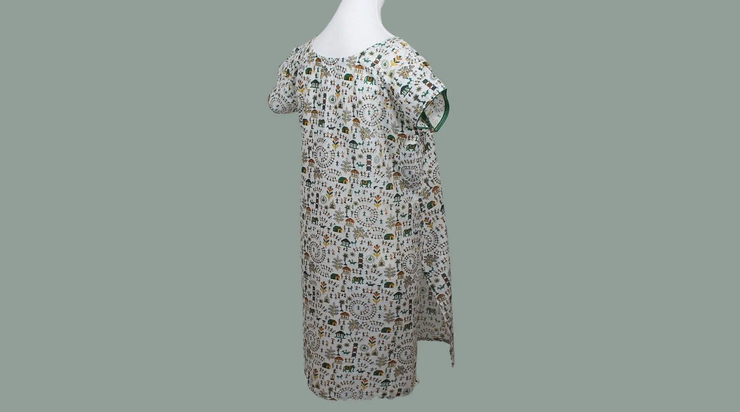 White Printed Kurta | Indian Kurtis for Women | Cotton - Muvvas Boutique