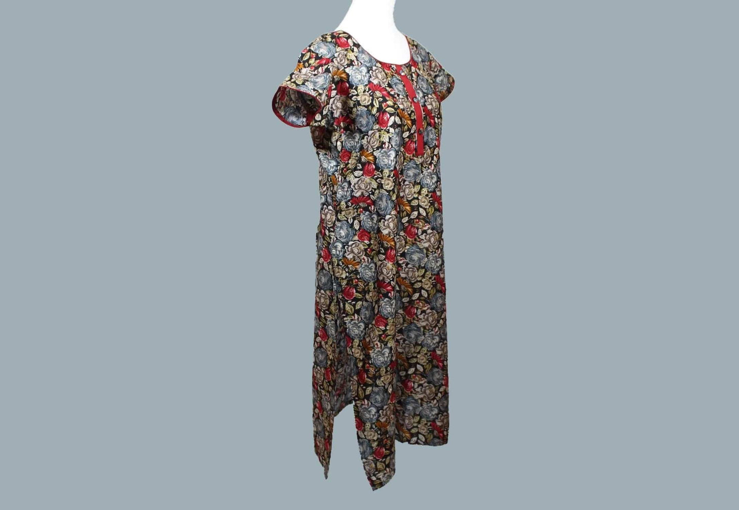 Black Flower Print Kurta | Indian Kurtis for Women | Indian Ethnic Wear | Rayon | Indian Kurtas for Women | Indian Attire For Women