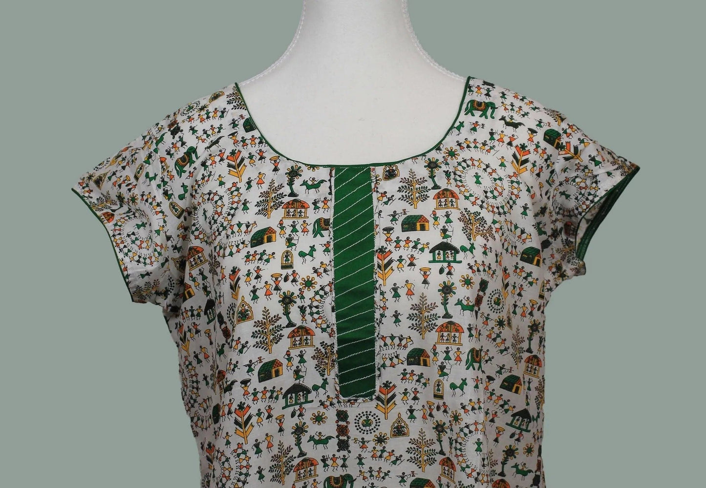 White Printed Kurta | Indian Kurtis for Women | Cotton - Muvvas Boutique