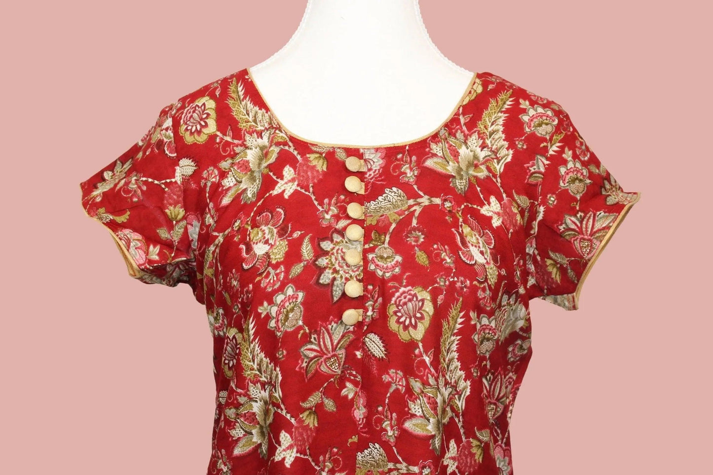 Red Flower Print Kurta | Indian Kurtis for Women | Indian Ethnic Wear | Rayon | Indian Kurtas for Women | Indian Attire For Women