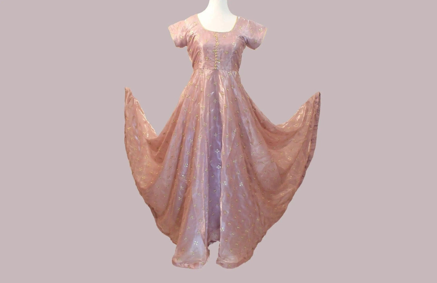 Lavender Anarkali Organza Dress with Gold Work | Indian Ethnic Wear | Anarkali Suit | Anarkali Dress | Indian Anarkalis