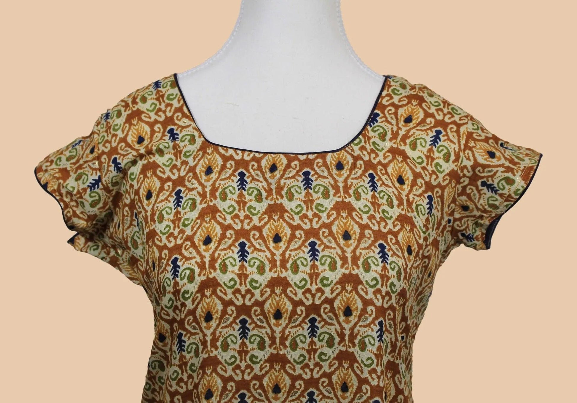 Brown and Cream Printed Kurta | Indian Kurtas for Women | Muvvas Boutique