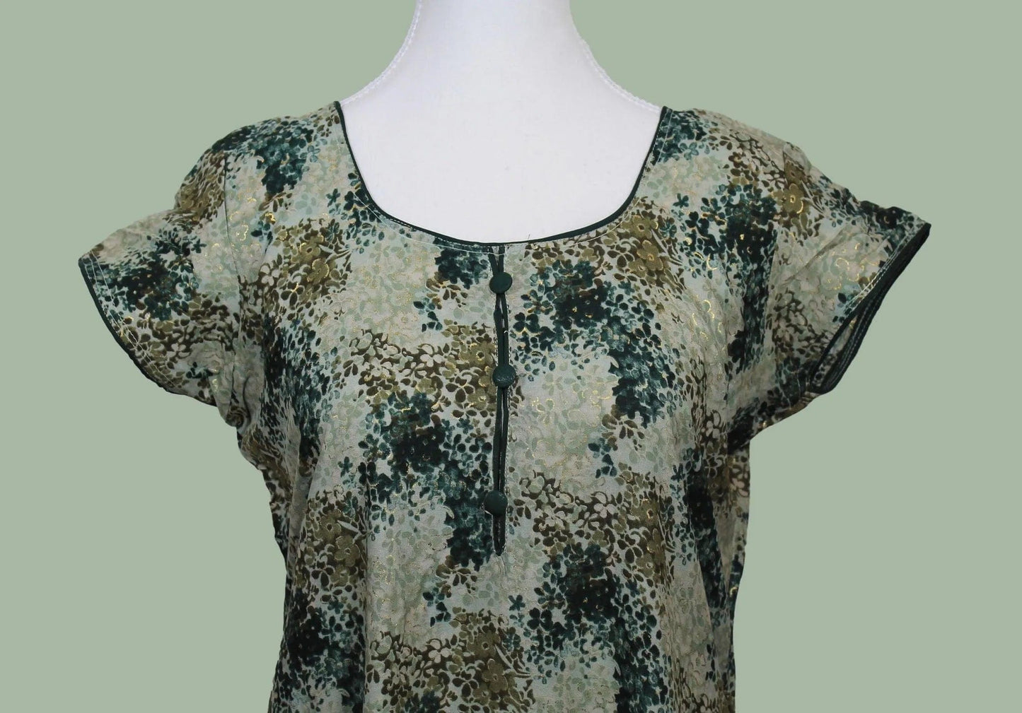 Dark Green and Cream Printed Kurta | Indian Kurtas for Women | Indian Kurtis for Women | Indian Ethnic Wear | Rayon | Indian Attire For Women