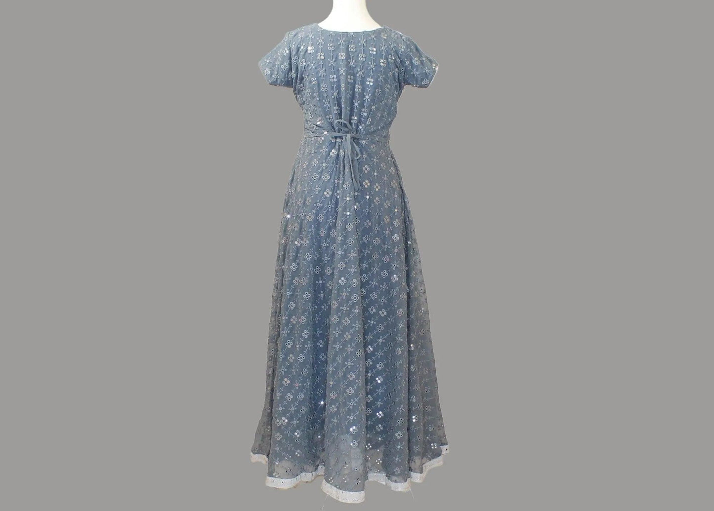 Anarkali Dress with Mirror Work | Grey Silver | Indian Ethnic Wear | Anarkali Suit | Indian Anarkalis