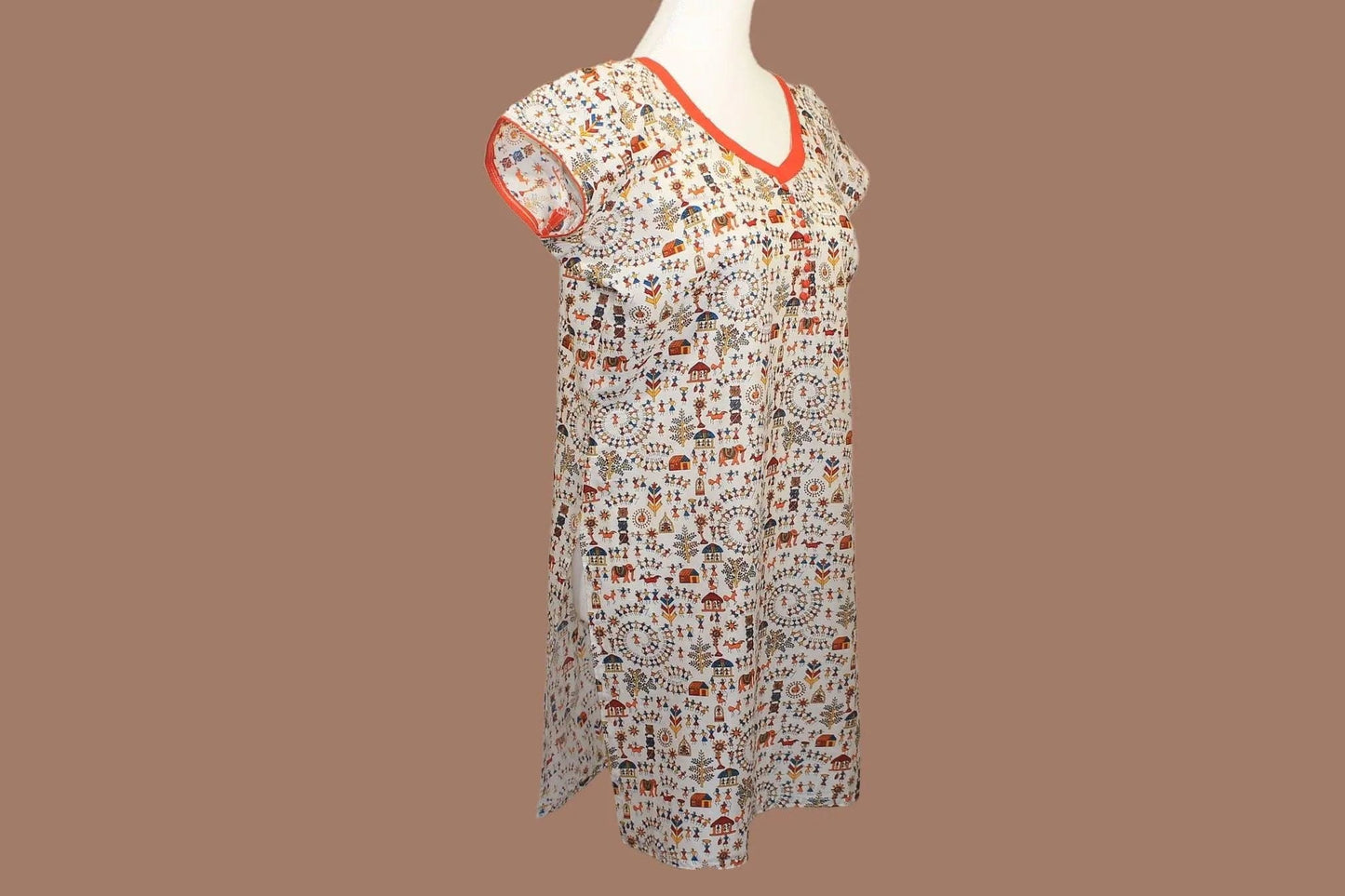 White Printed Kurta | Indian Kurtis for Women | Cotton | Muvvas Boutique