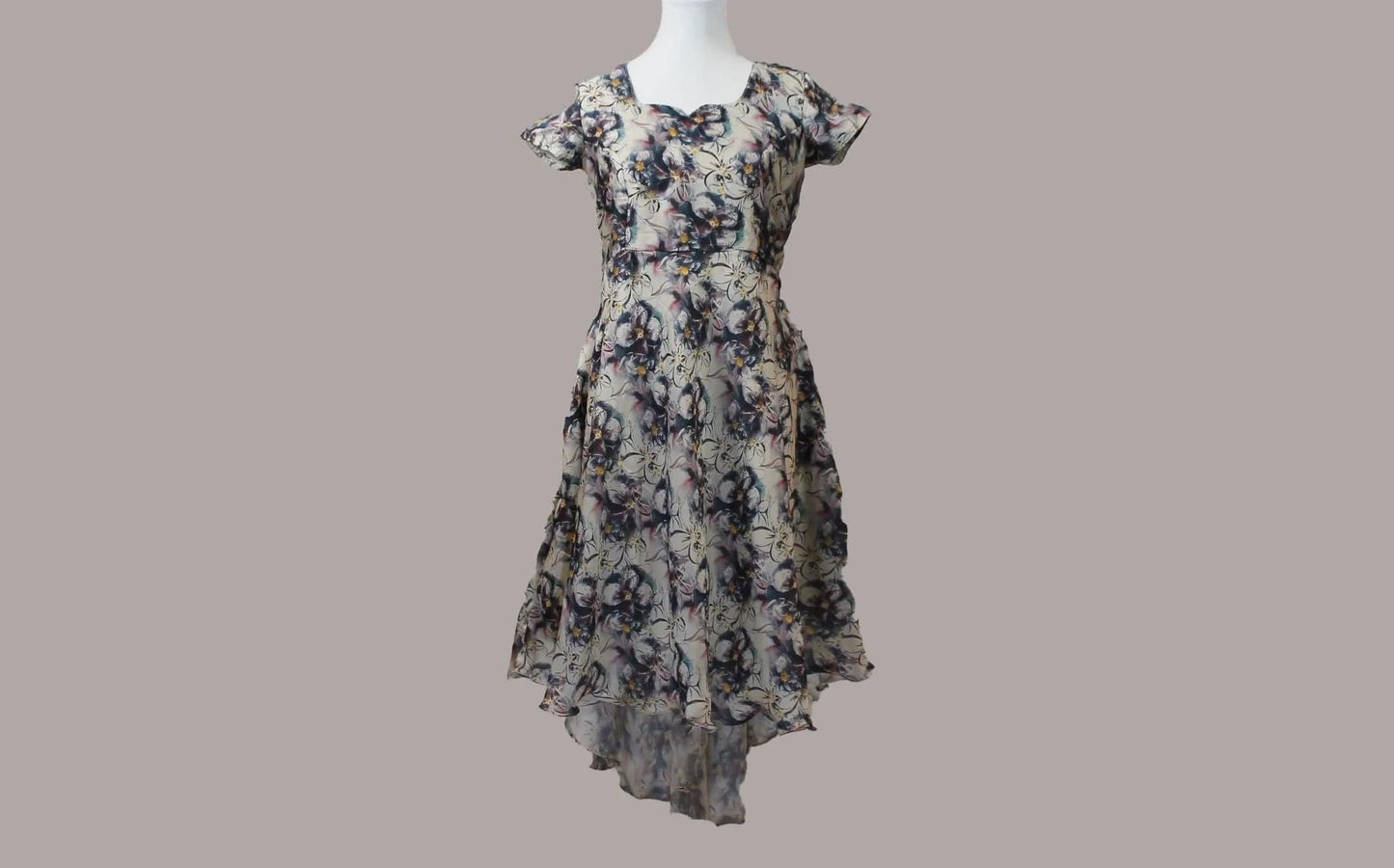 White and Black Printed High Low Dress | Indian-Western | Muvvas Boutique