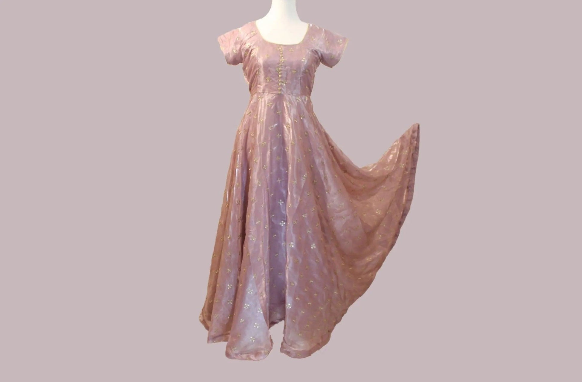 Lavender Anarkali Organza Dress with Gold Work  | Indian Ethnic Wear | Anarkali Suit | Anarkali Dress | Indian Anarkalis