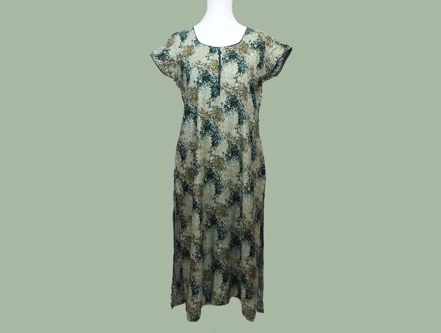 Dark Green and Cream Printed Kurta | Indian Kurtas for Women | Indian Kurtis for Women | Indian Ethnic Wear | Rayon | Indian Attire For Women
