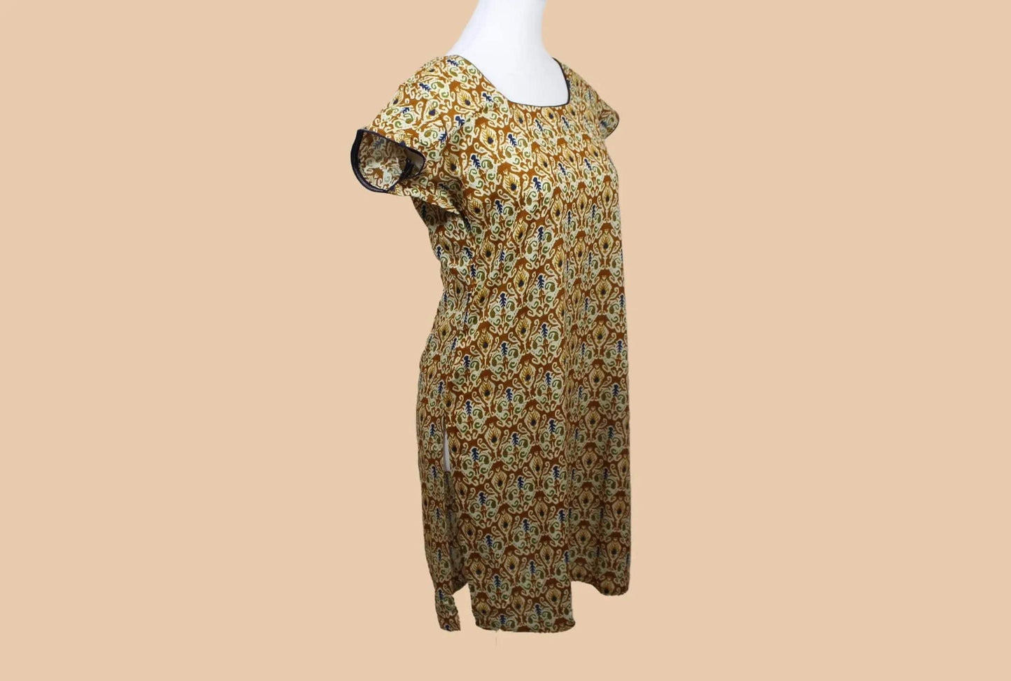 Brown and Cream Printed Kurta | Indian Kurtas for Women | Muvvas Boutique