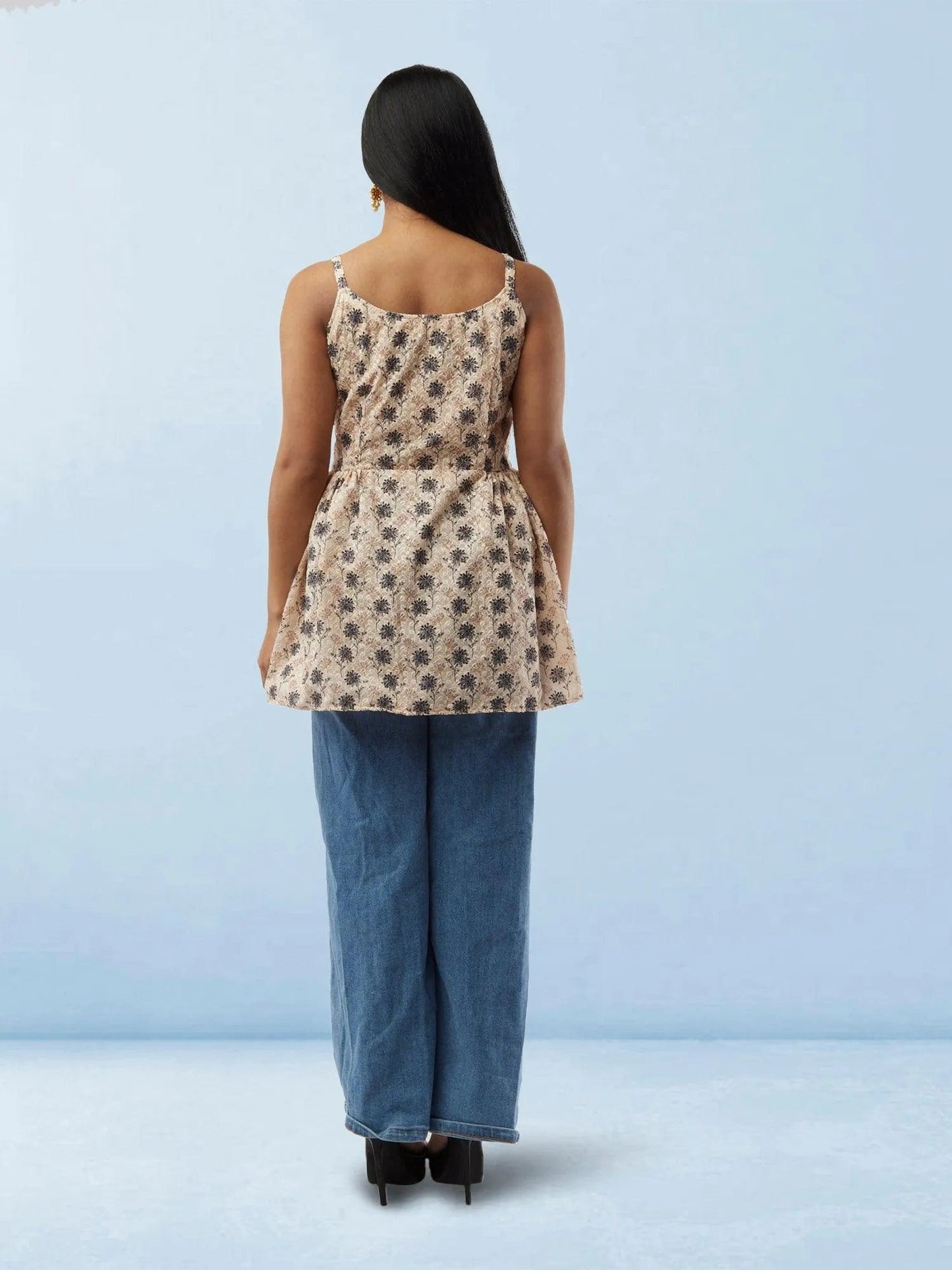 Cream Printed Short Top | Short Kurtis For women | Modern Indian Wear | Indian Wear for Women | Women's Tops | Indian Short Tops | Indian Wear for Women | Casual Indian Dress