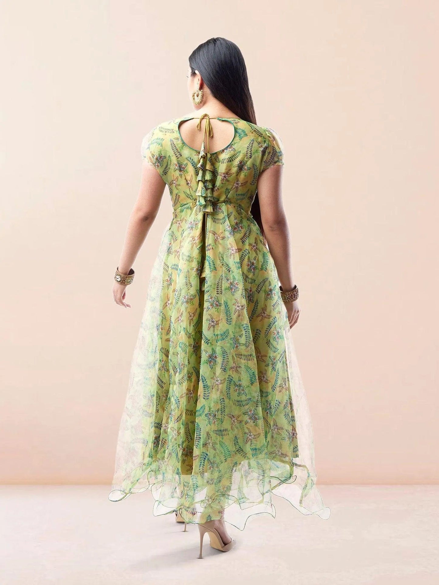 Sea Green Organza Printed Anarkali Suit | Indian Attire For Women | Indian Ethnic Wear | Anarkali Suit | Anarkali Dress | Indian Anarkalis