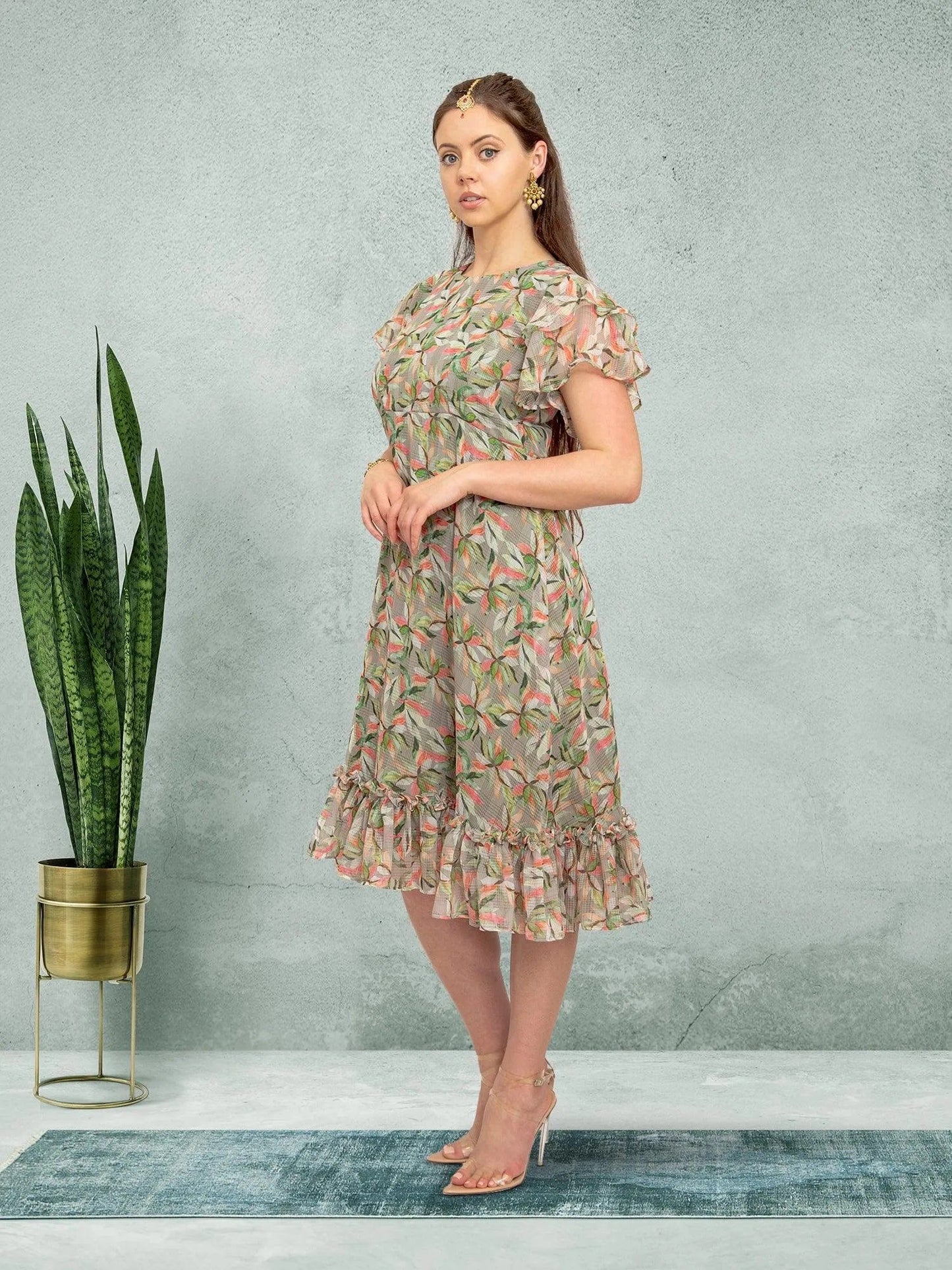 Green Color Printed Dress | Indian Contemporary Clothing | Indian Ethnic Wear | Modern Indian Wear | Indian Attire For Women | indian dress in usa online | Indian Dresses From India