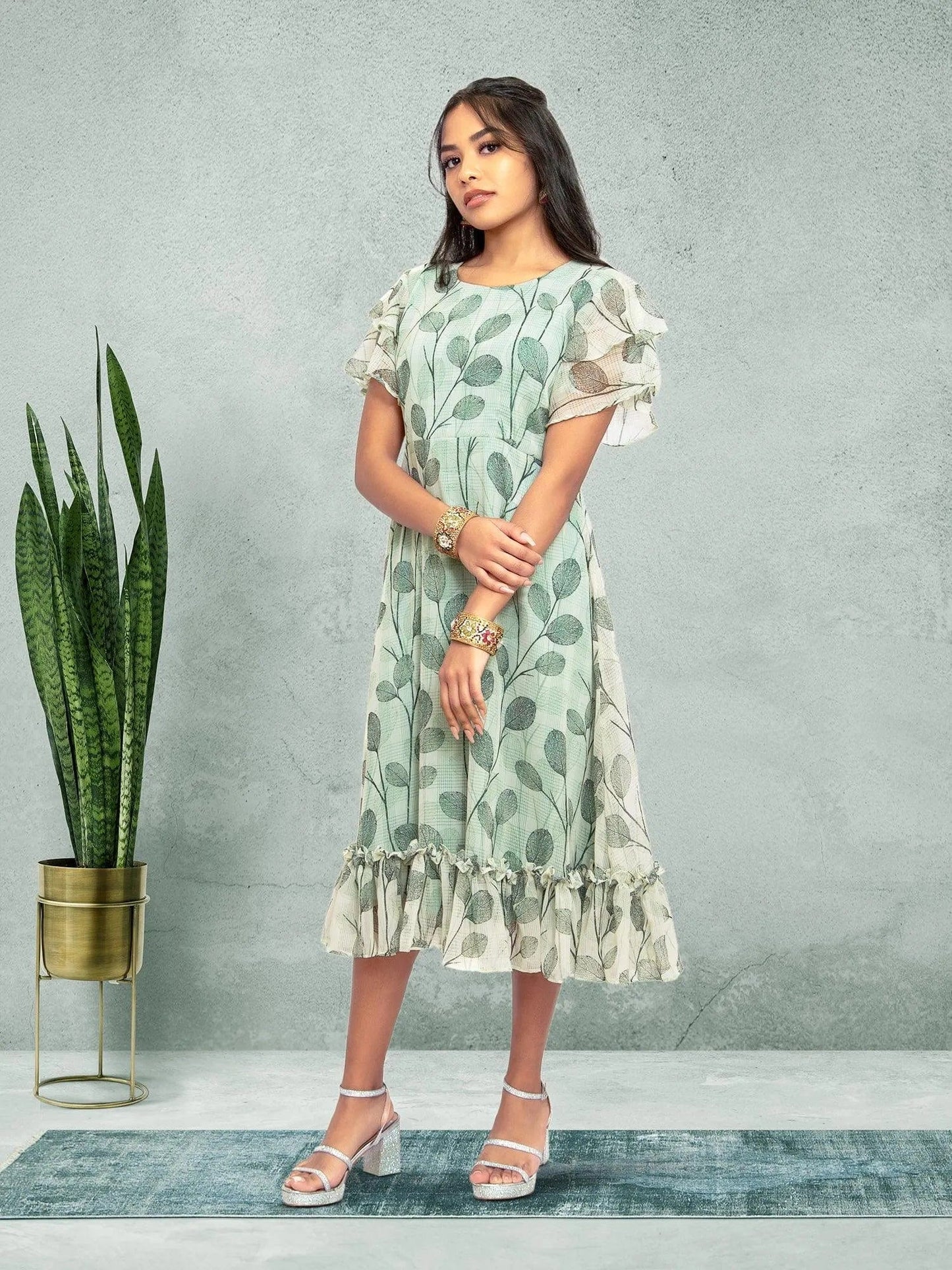 Green & White Color Printed Dress | casual indian wear | indian wear usa | indian dress in usa online | Indian Ethnic Wear | Indian Dresses From India | Indian Contemporary Clothing