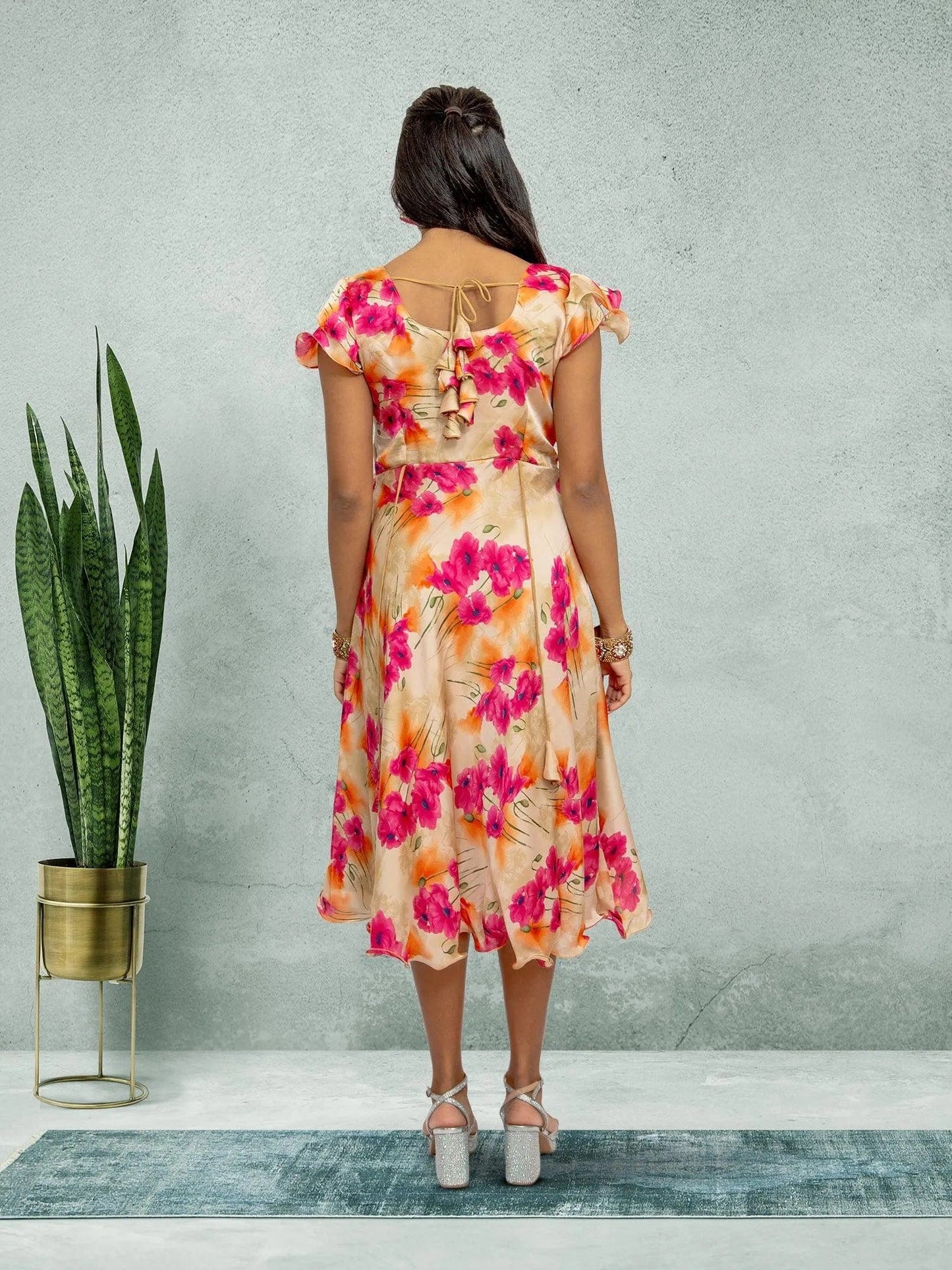 Red and Beige Floral Printed Dress | indian wear usa | Indian Ethnic Wear | Indian Attire For Women | Indian Dresses From India