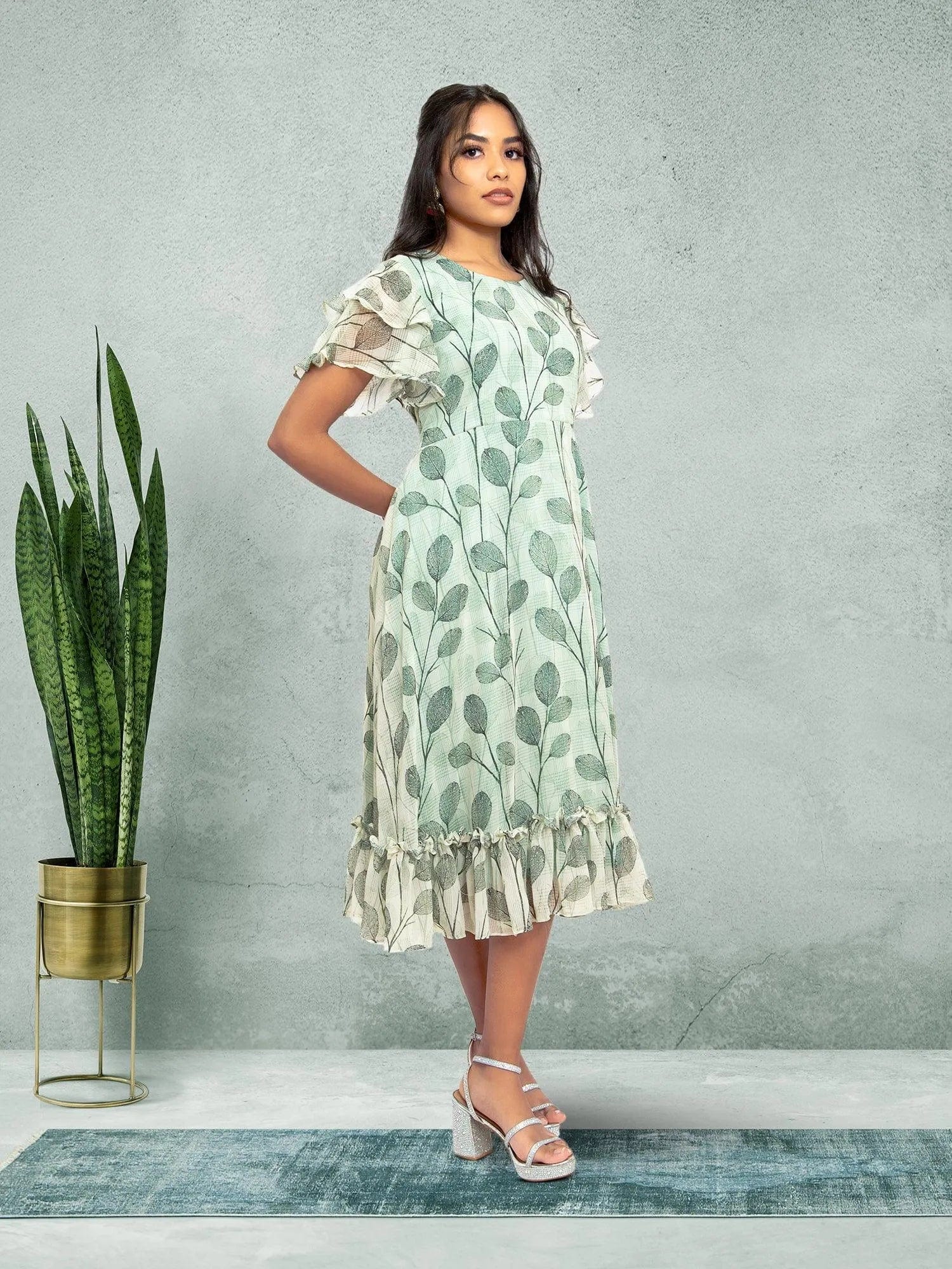 Green & White Color Printed Dress | casual indian wear | indian wear usa | indian dress in usa online | Indian Ethnic Wear | Indian Dresses From India  | Indian Contemporary Clothing