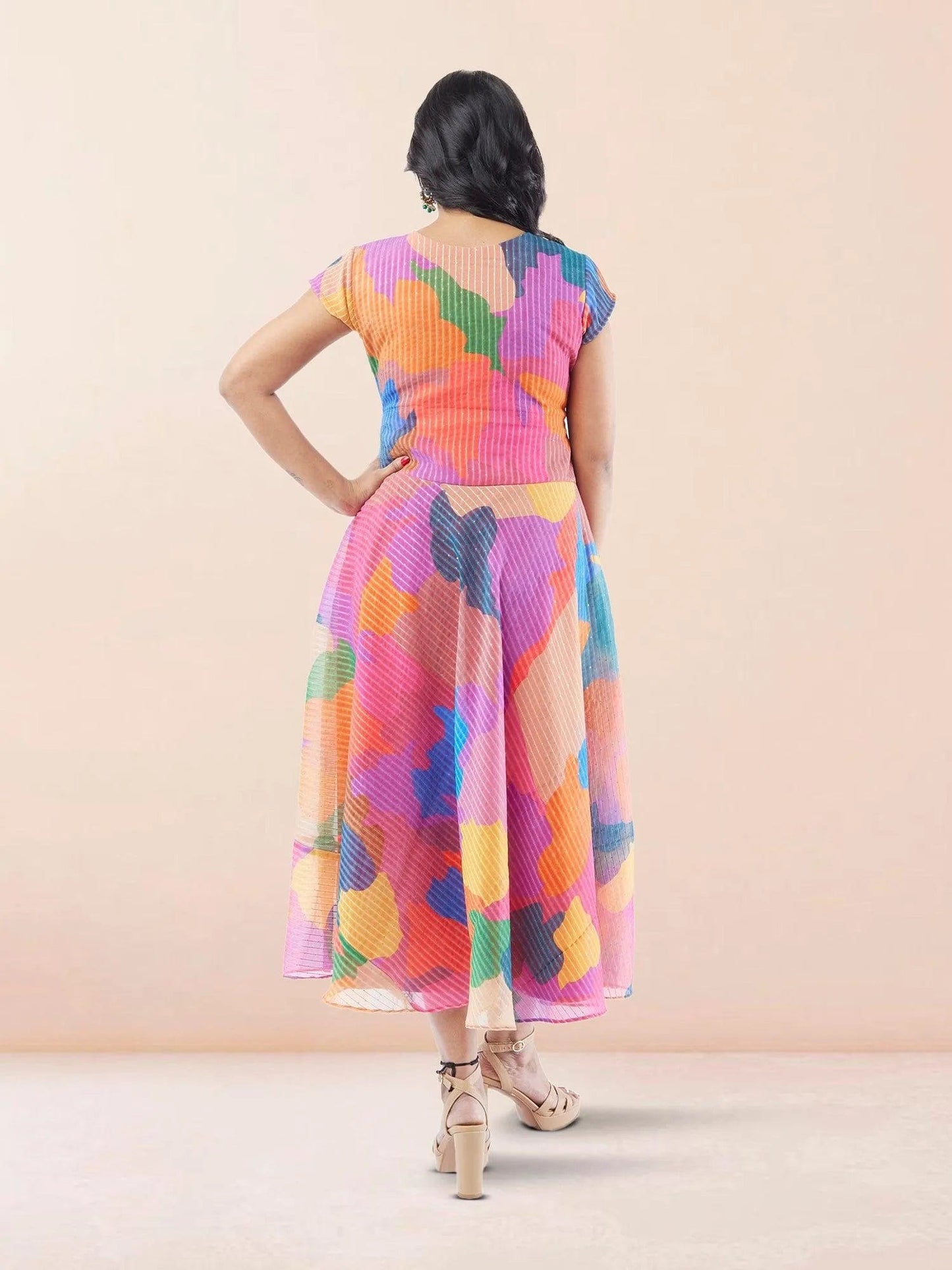 Multicolor Organza Dress with Beads | Indo Western Dress| Modern Indian Wear | casual indian wear | indian wear usa | indian clothing online usa