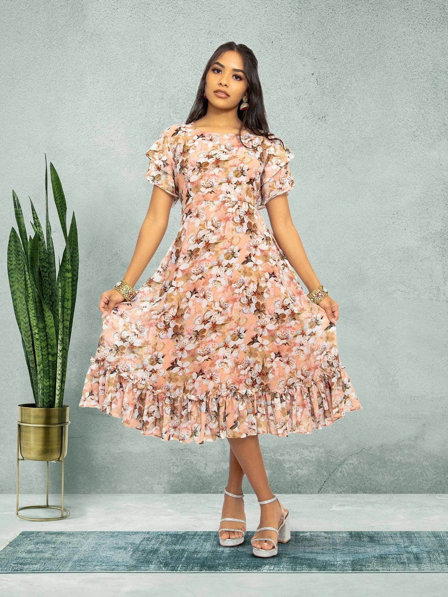 Pink Printed Dress | Harmony Hues Collection | Muvvas Boutique Small / Pink / Chiffon Pink Printed Dress | Harmony Hues Collection | Muvvas Boutique Small / Pink / Chiffon