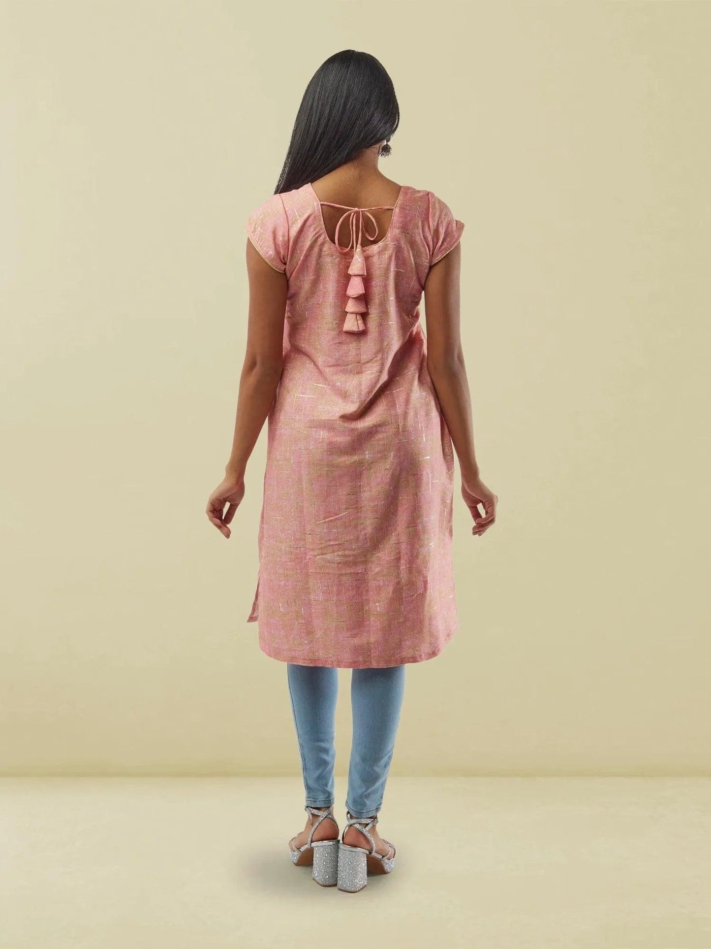 Pink with Gold Rayon Kurta | Indian Kurtis for Women | Indo Western Dress | Modern Indian Wear | formal indian dress | Indo Western Outfits | indian wear usa