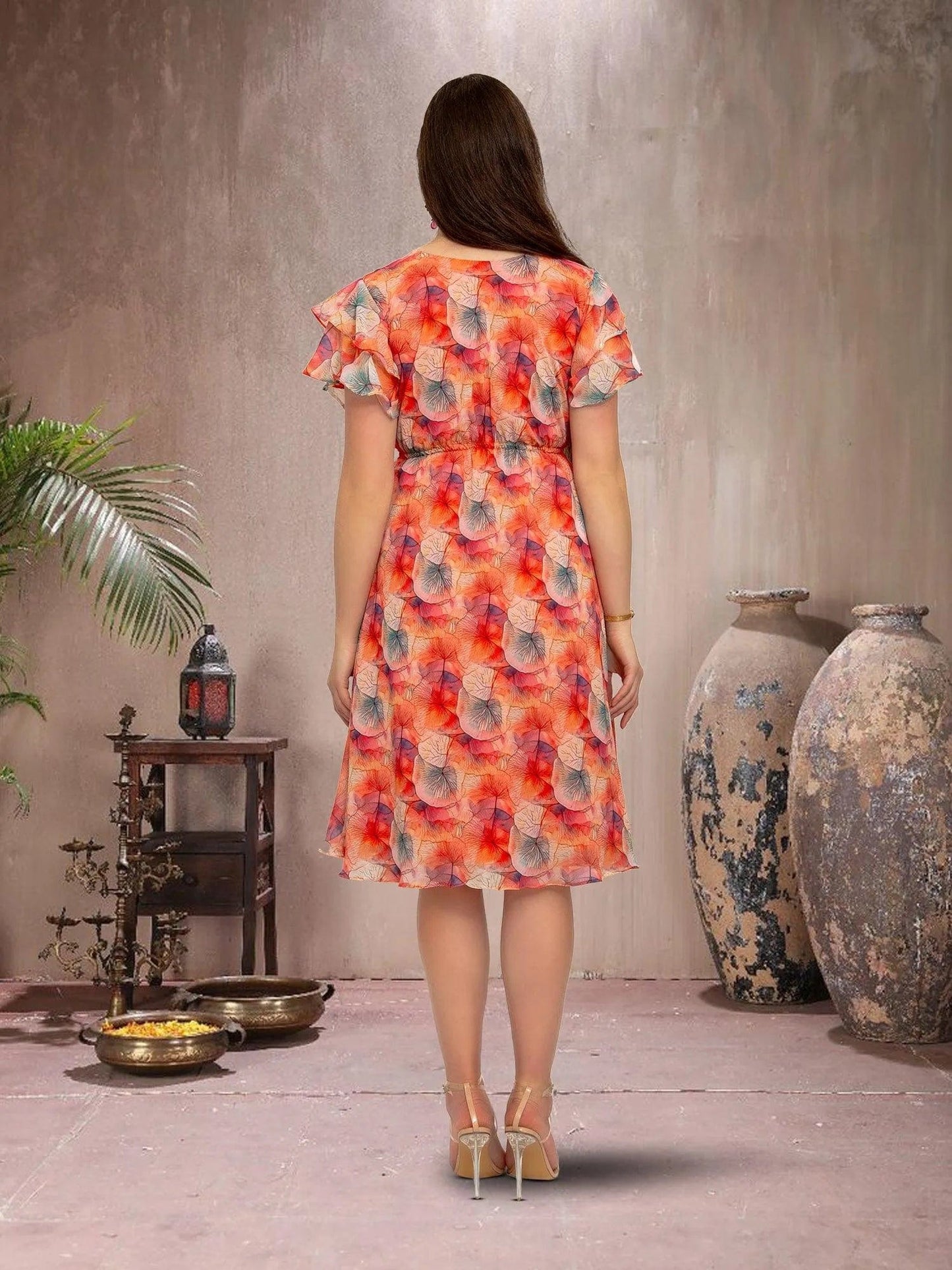 Red Color Printed Dress - Everyday Elegance | Indian Ethnic Wear | Modern Indian Wear | Indian Attire For Women | indian party dress for women | indian wear usa | indian dress in usa online | Indian Dresses From India