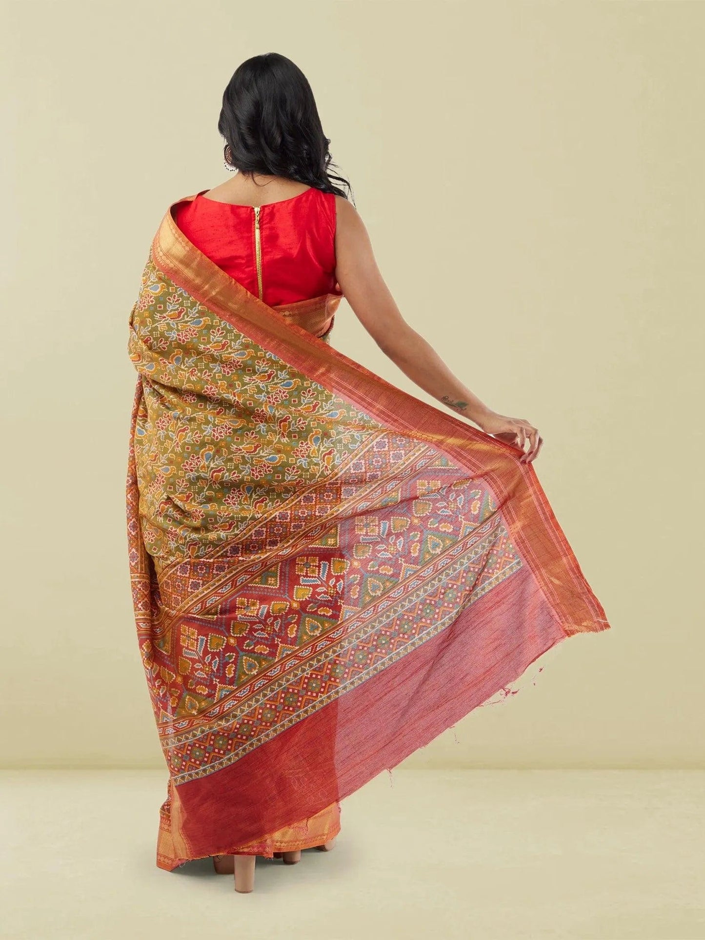 Green with Red Border Fancy Silk Saree | Wedding Saree Indian | Sarees Online USA | Sarees From India | Indian Ethnic Wear