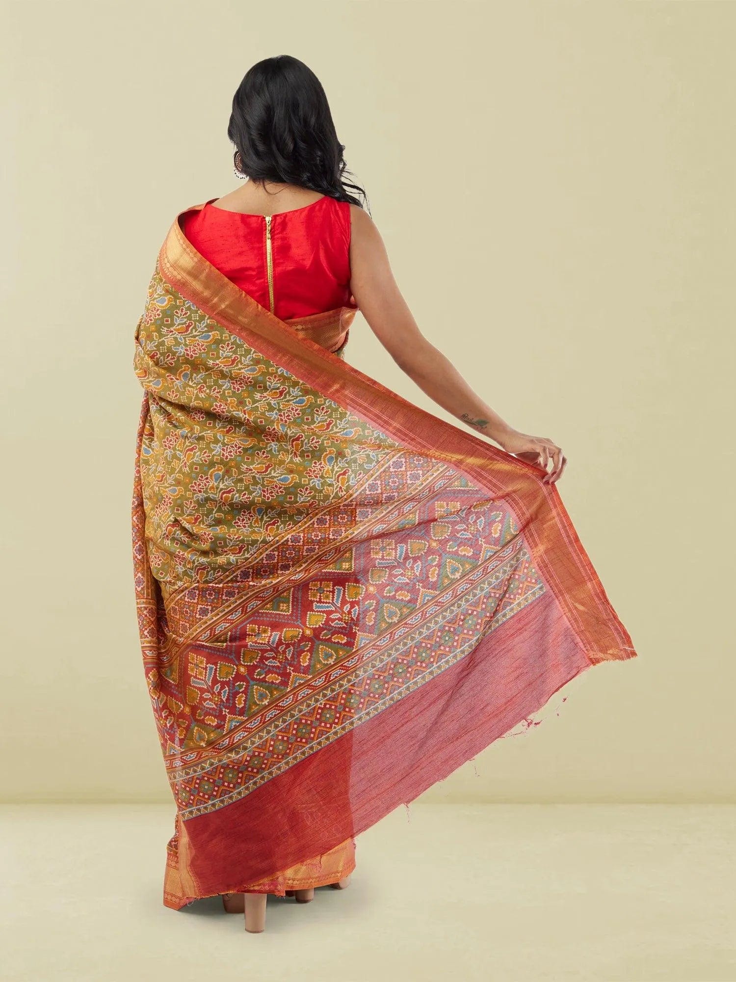 Green with Red Border Fancy Silk Saree | Wedding Saree Indian | Sarees Online USA | Sarees From India | Indian Ethnic Wear