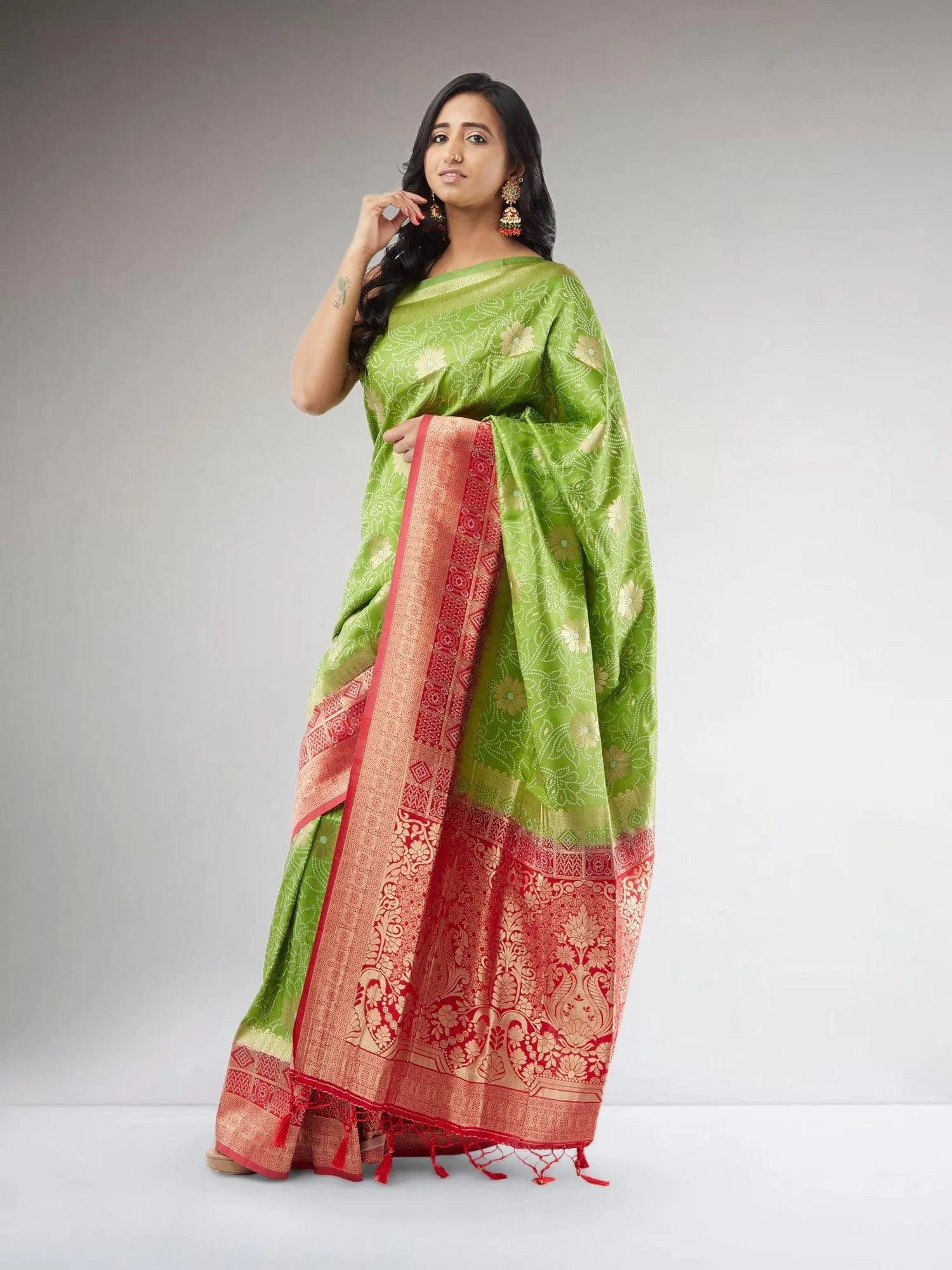 Green and Red Pochampalli Fancy Saree | Pochampalli Sarees | Sarees Online USA | Sarees From India | Indian Ethnic Wear