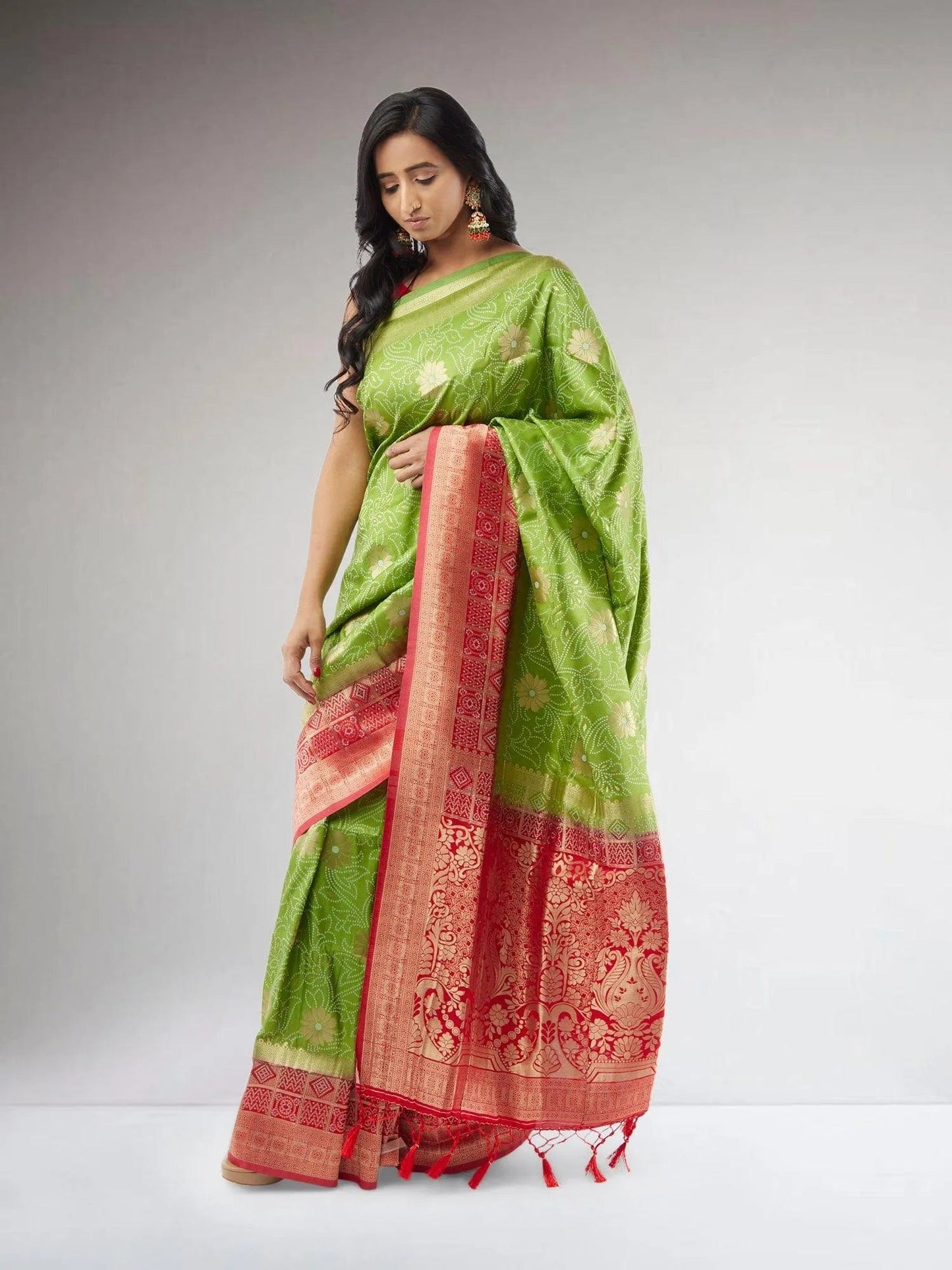 Green and Red Pochampalli Fancy Saree | Pochampalli Sarees | Sarees Online USA | Sarees From India | Indian Ethnic Wear
