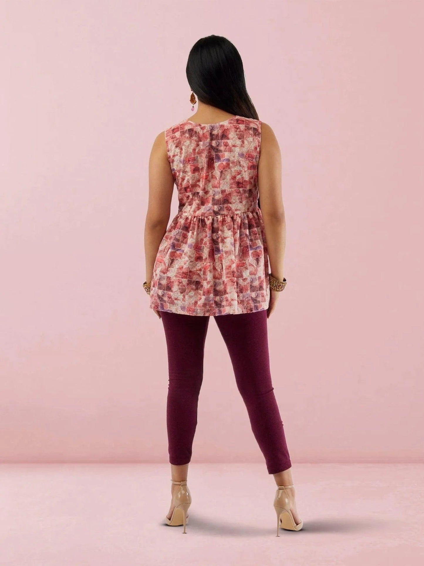 White and Red Printed Short Top with Latkans | Indian Tops for Women USA | Modern Indian | Indian Attire For Women | Women's Tops | Indian Short Tops | Indian Wear for Women | Modern Indian Wear