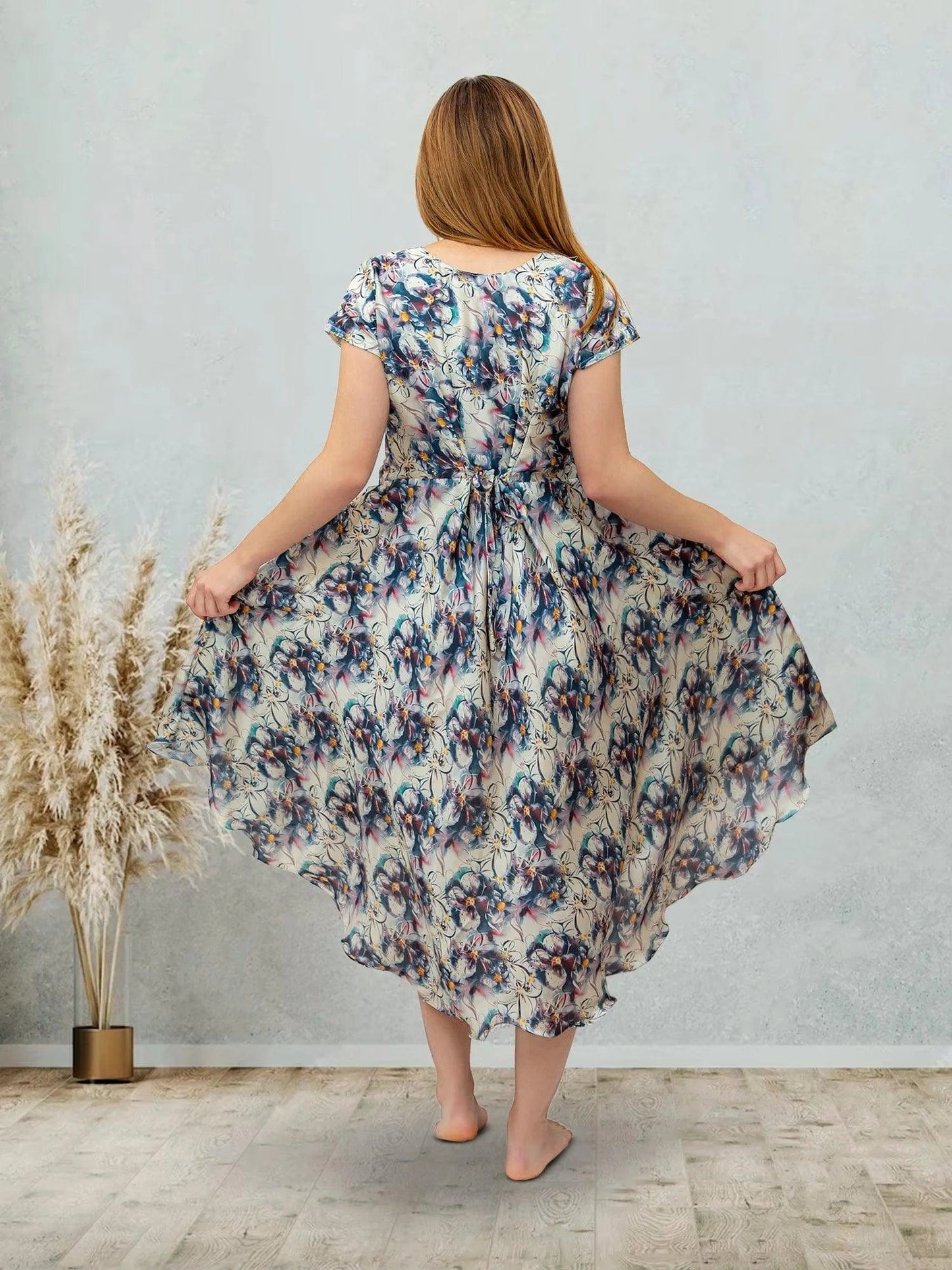 White and Black Printed High Low Dress | Indian-Western | Muvvas Boutique