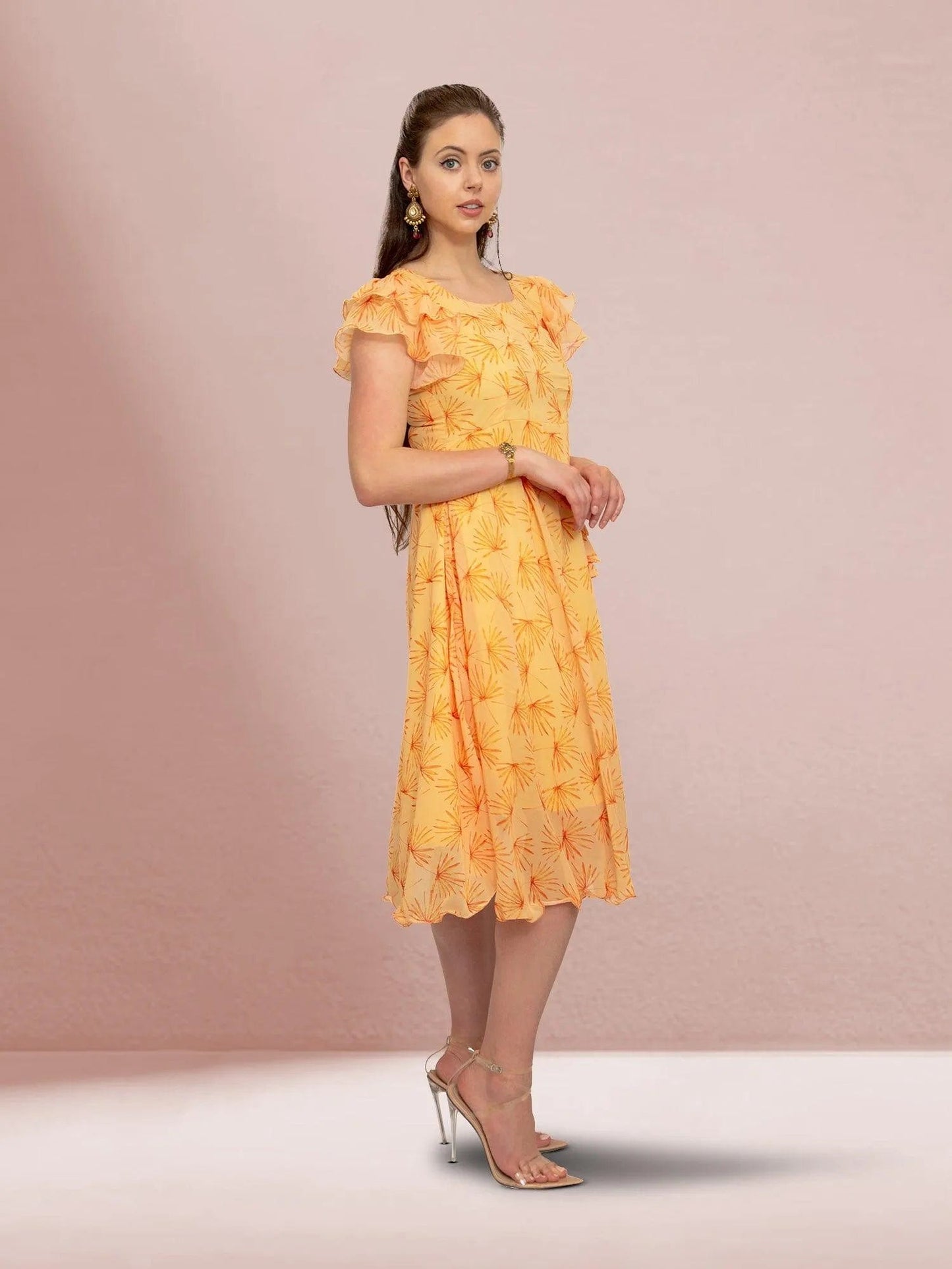 Yellow Color Printed Dress | indian dress in usa online | Indian Ethnic Wear | Indian Dresses From India | Indian Ethnic Wear | Indian Attire For Women