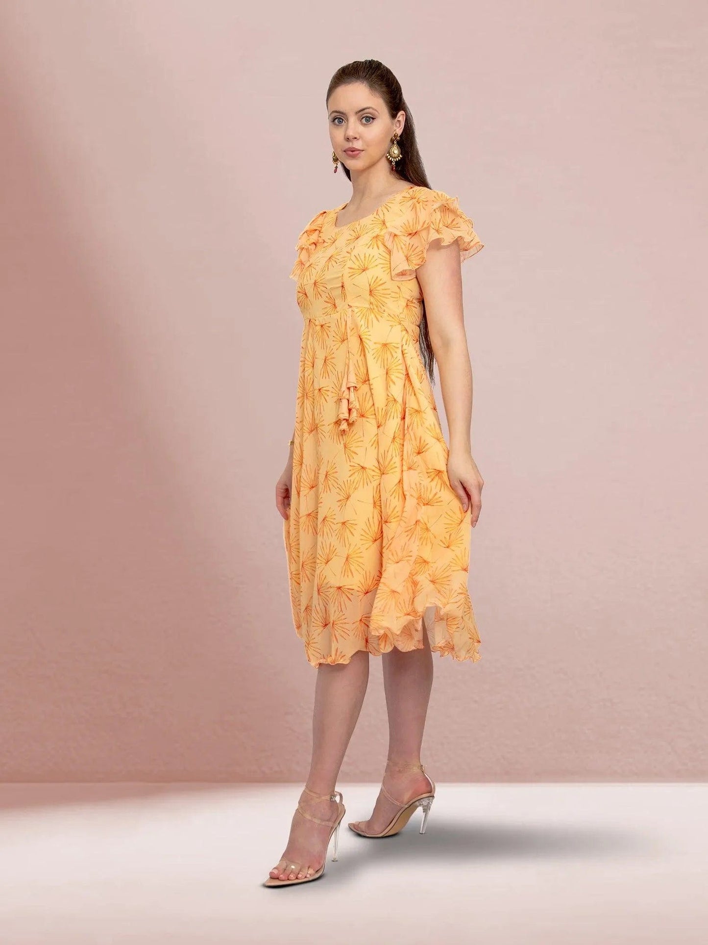 Yellow Color Printed Dress | indian dress in usa online | Indian Ethnic Wear | Indian Dresses From India | Indian Ethnic Wear | Indian Attire For Women