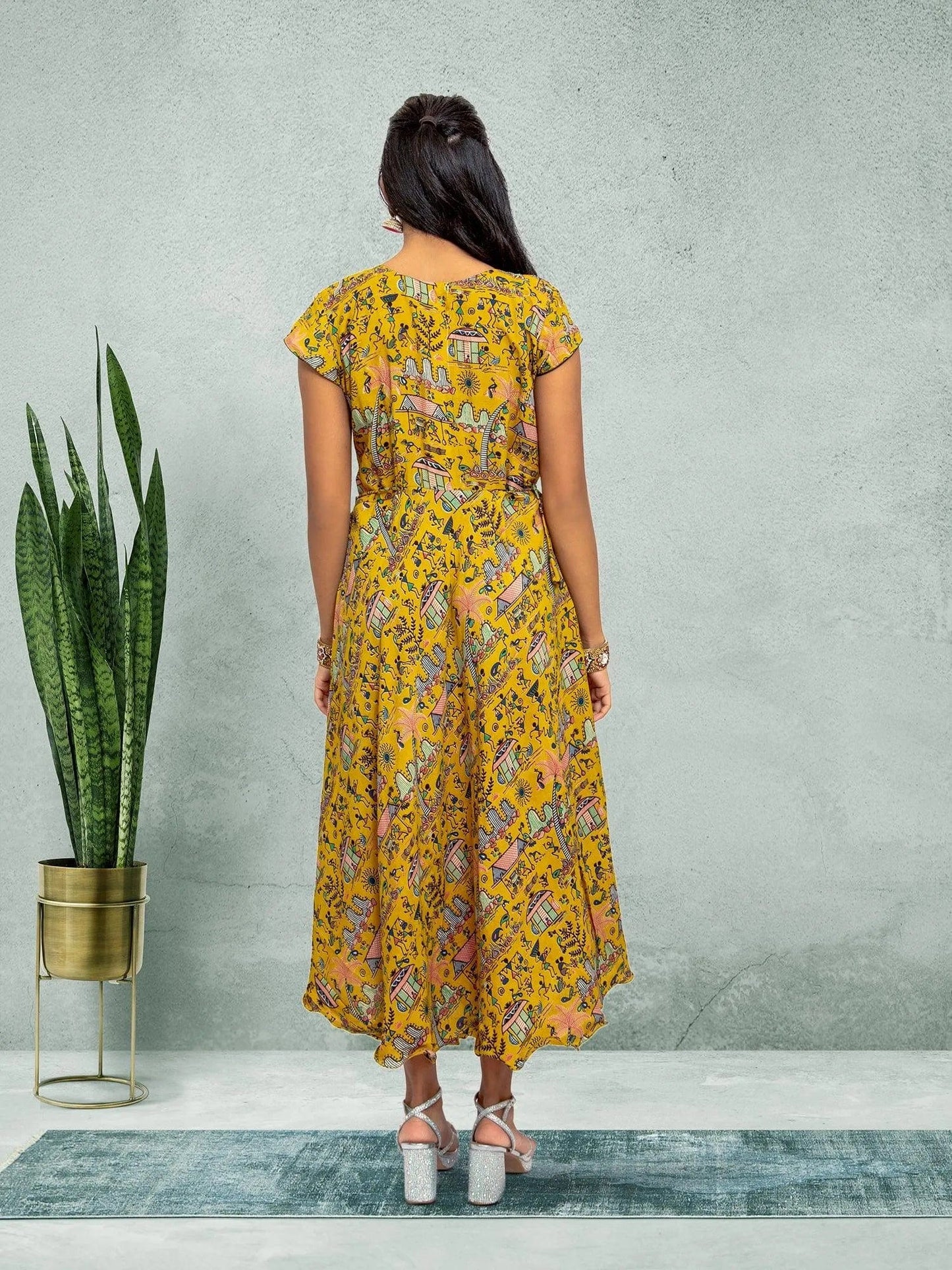 Yellow Knee Length Dress - Timeless Fusion Style | indian outfits usa | Indian Ethnic Wear | Indian Attire For Women | Indian Dresses From India | Indian Attire For Women | Indian Dresses From India